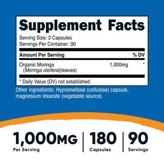 Foto 4 | Suplemento Nutricost Moringa En Cápsulas 500 Mg 180 Cápsulas - Venta Internacional.