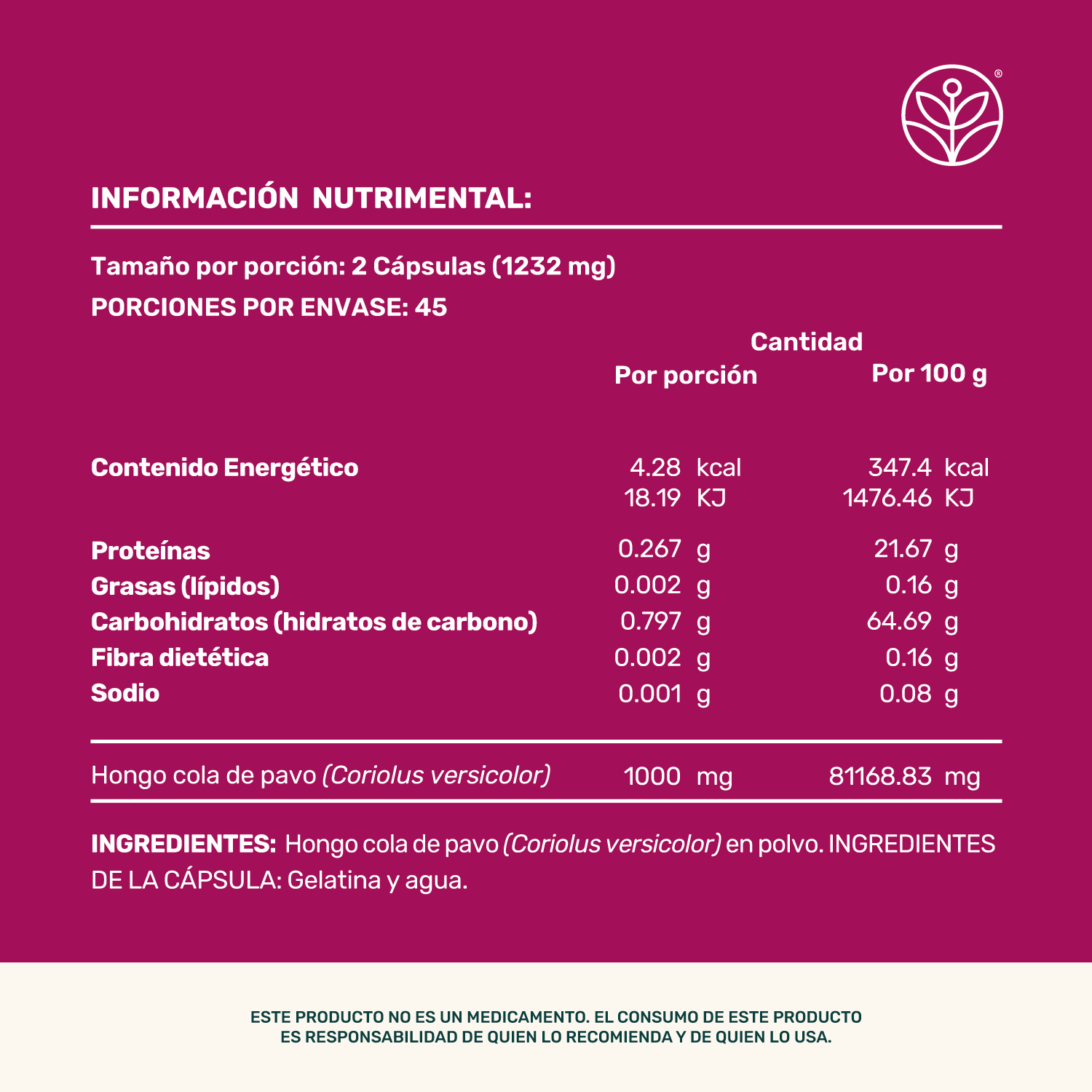 Foto 5 | Cola De Pavo Life 360+ 90 Cápsulas Con Hongo Cola De Pavo