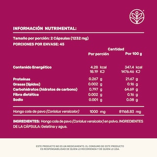 Foto 5 | Cola De Pavo Life 360+ 90 Cápsulas Con Hongo Cola De Pavo