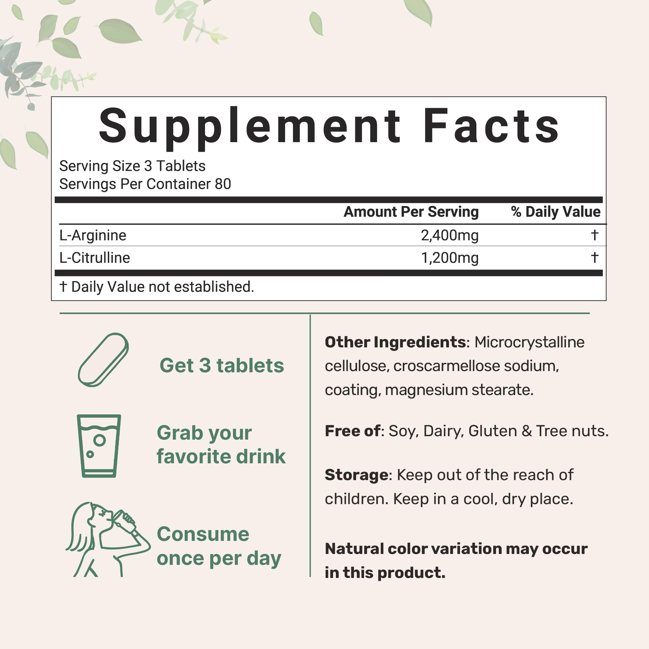 Foto 3 pulgar | Microingredientes Potenciadores De Óxido Nítrico, 3.600 Mg, 240 Comprimidos - Venta Internacional.