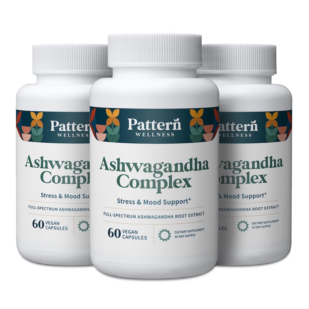 Suplemento Pattern Wellness, Complejo De Ashwagandha, 180 Cápsulas - Venta Internacional.