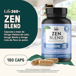 Foto 4 | Zen Blend Life 360+ 180 Cápsulas Reishi Cola De Pavo