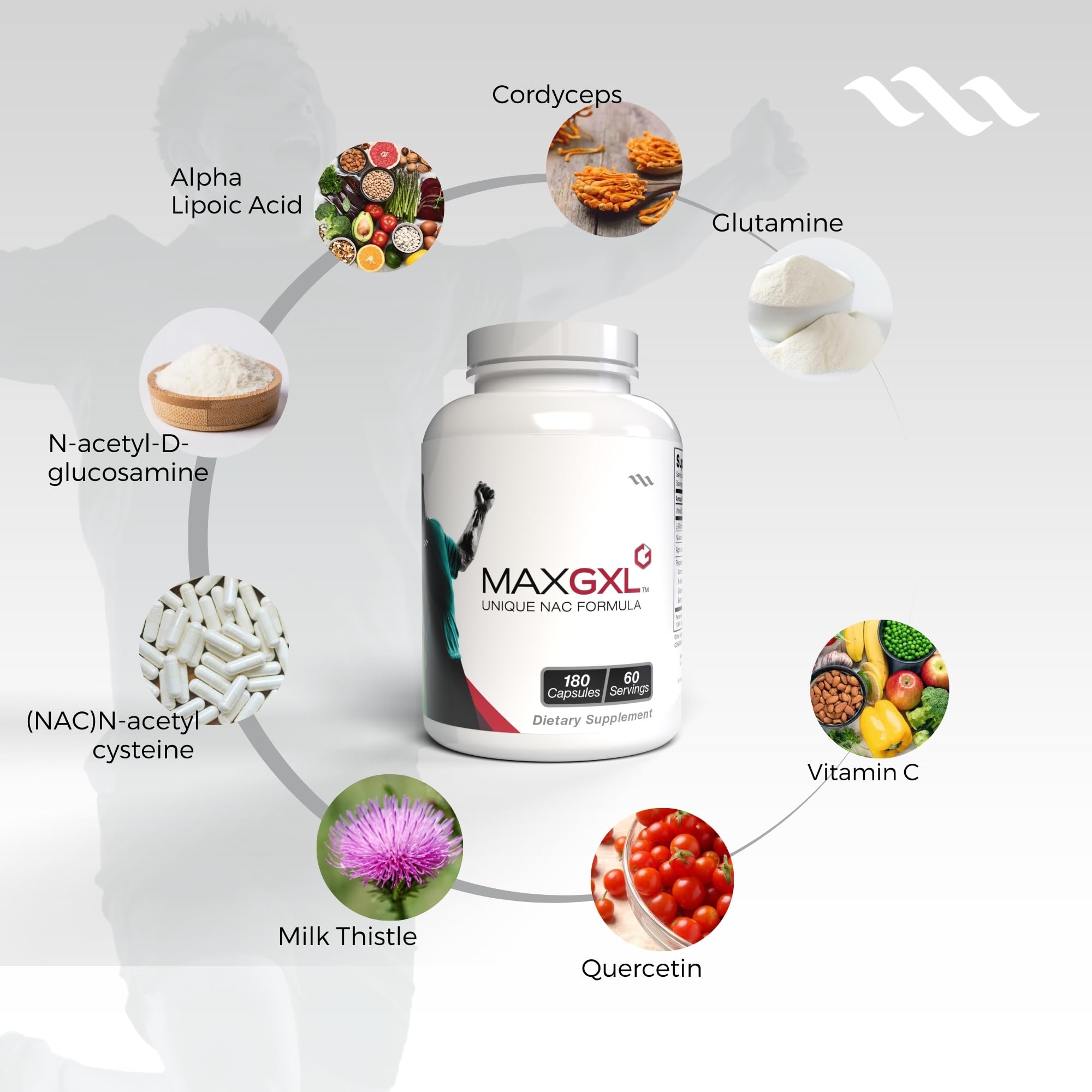 Foto 3 | Suplemento Max Gxl Nac Formula 180 Cápsulas 60 Porciones - Venta Internacional.