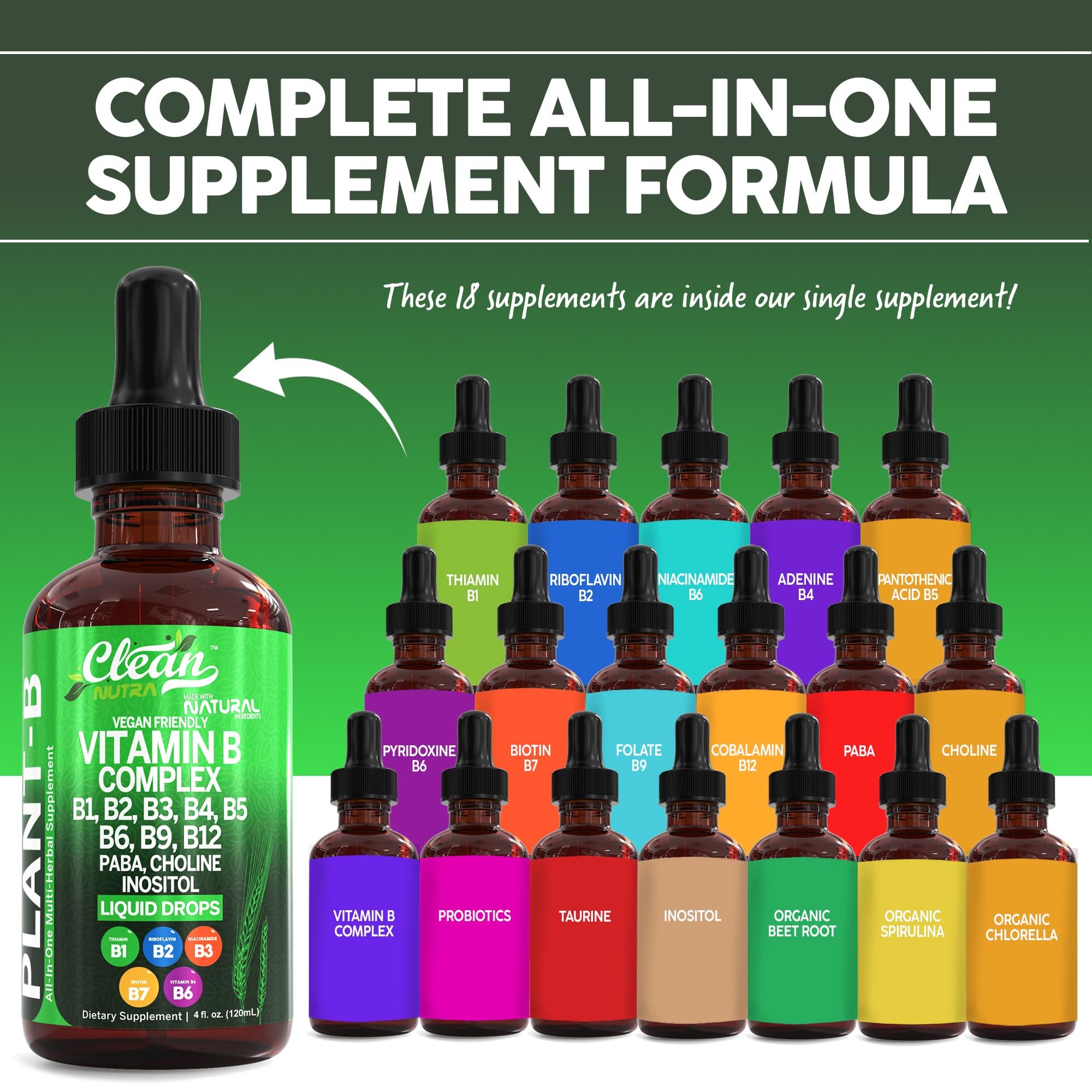 Foto 2 | Líquido De Complejo De Vitamina B Supplement Clean Nutra, 100 Ml - Venta Internacional.
