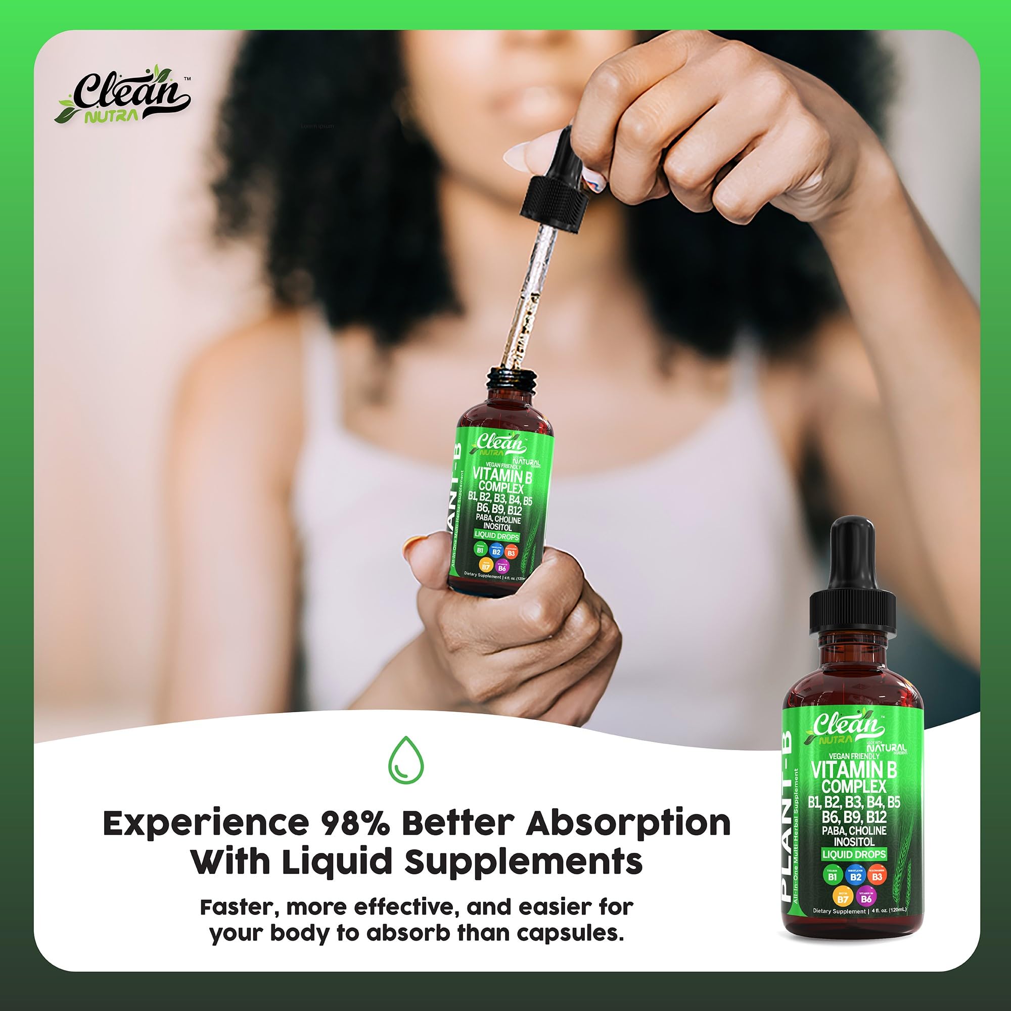 Foto 5 pulgar | Líquido De Complejo De Vitamina B Supplement Clean Nutra, 100 Ml - Venta Internacional.