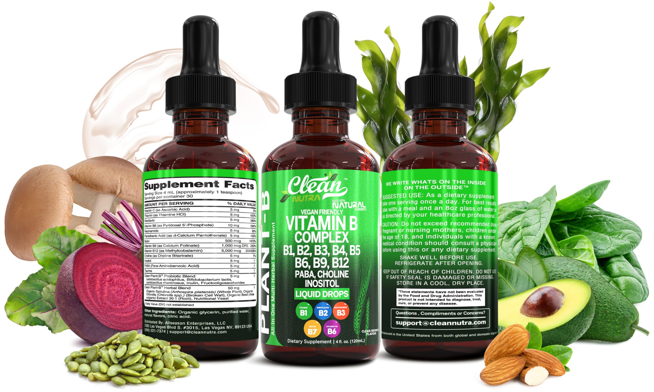 Foto 6 pulgar | Líquido De Complejo De Vitamina B Supplement Clean Nutra, 100 Ml - Venta Internacional.