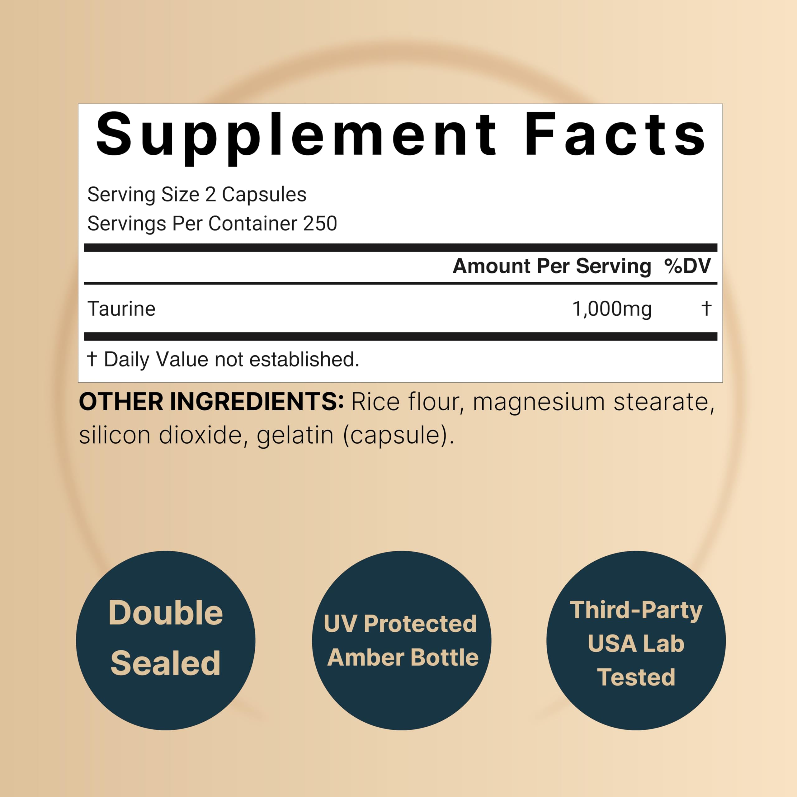 Foto 3 pulgar | Suplemento Naturebell Taurina 1000 Mg 500 Cápsulas - Venta Internacional.
