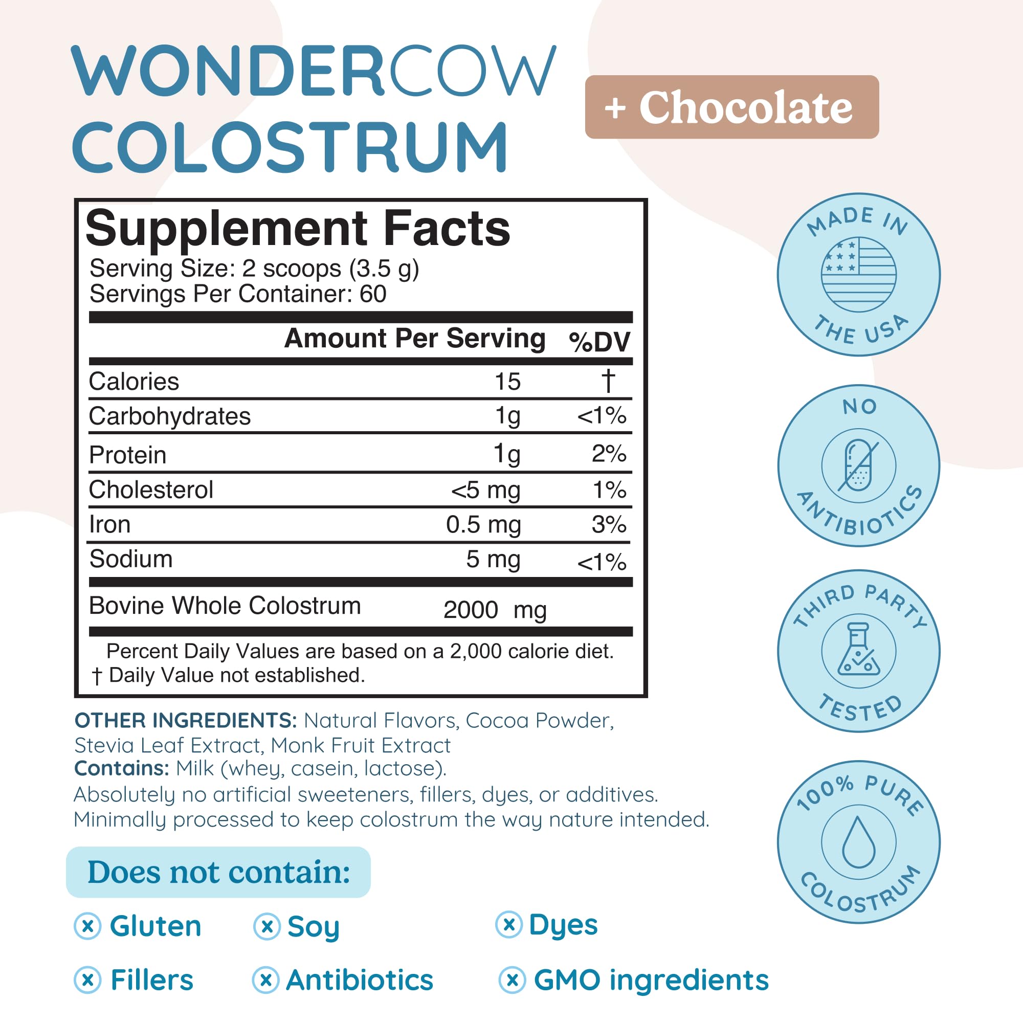 Foto 3 pulgar | Suplemento De Calostro En Polvo Wondercow Gut Health 60 Porciones - Venta Internacional.