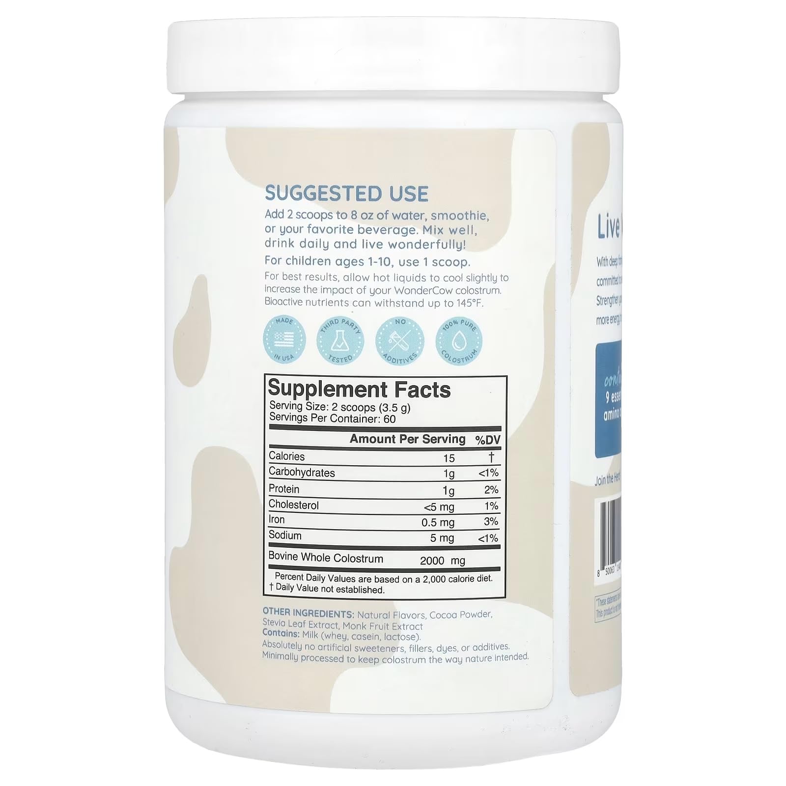 Foto 7 | Suplemento De Calostro En Polvo Wondercow Gut Health 60 Porciones - Venta Internacional.