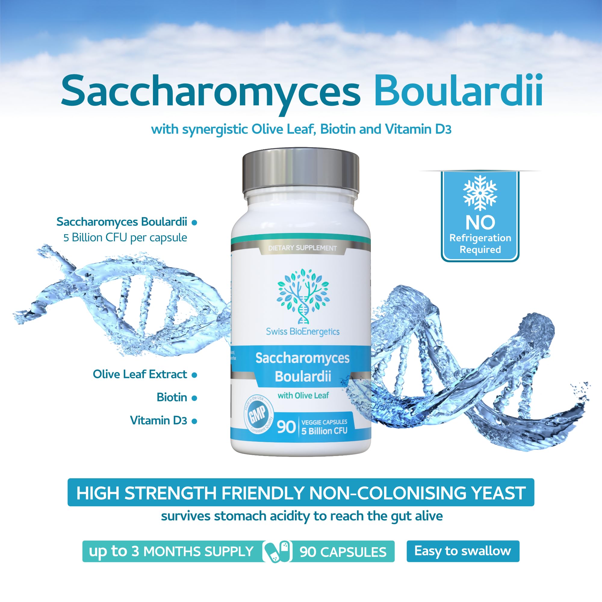 Foto 4 pulgar | Suplemento Swiss Bioenergetics Saccharomyces Boulardii 5b Cfu - Venta Internacional.