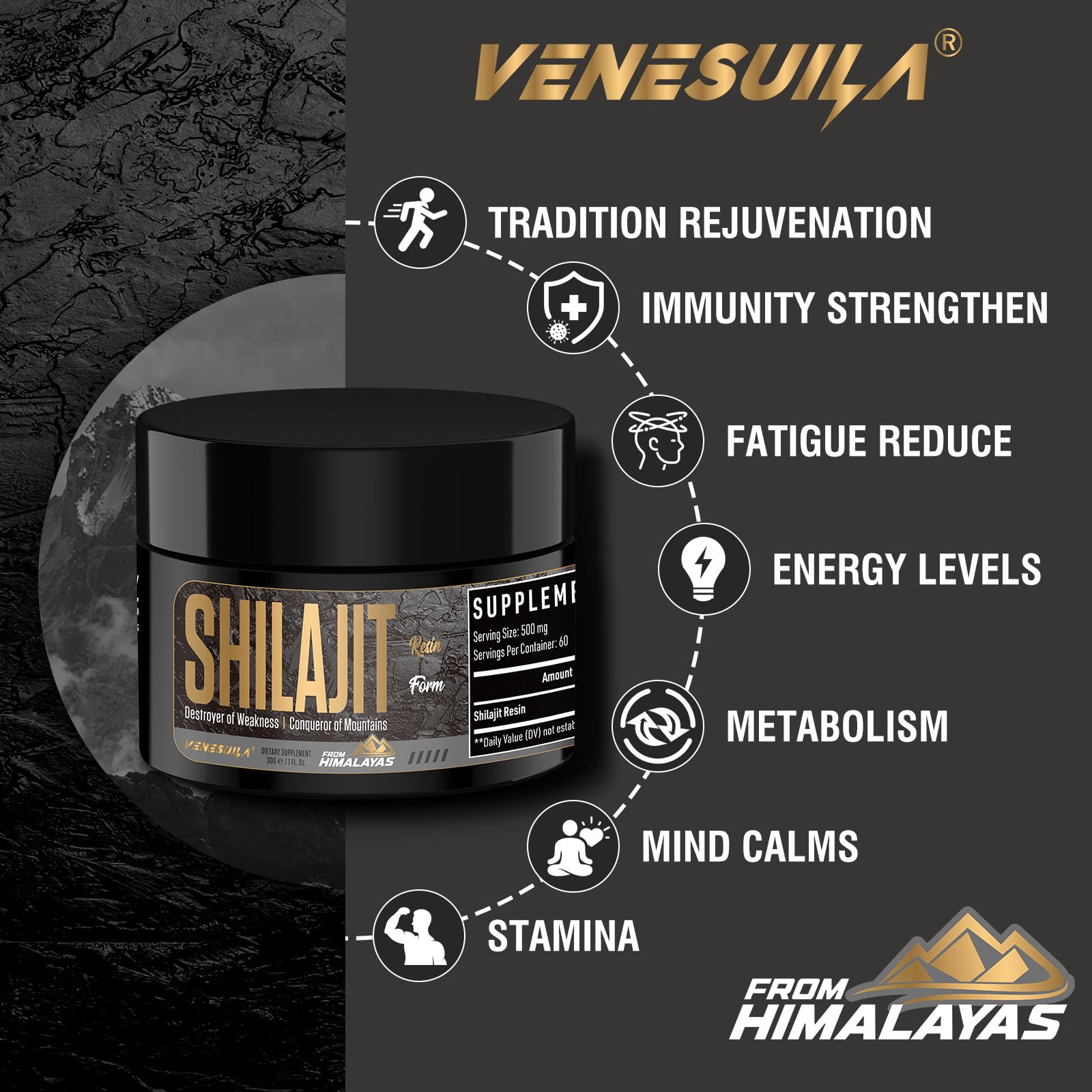 Foto 4 pulgar | Resina Shilajit Venesuila, Orgánica, Grado Dorado, 30 Ml, Más De 85 Minerales - Venta Internacional.