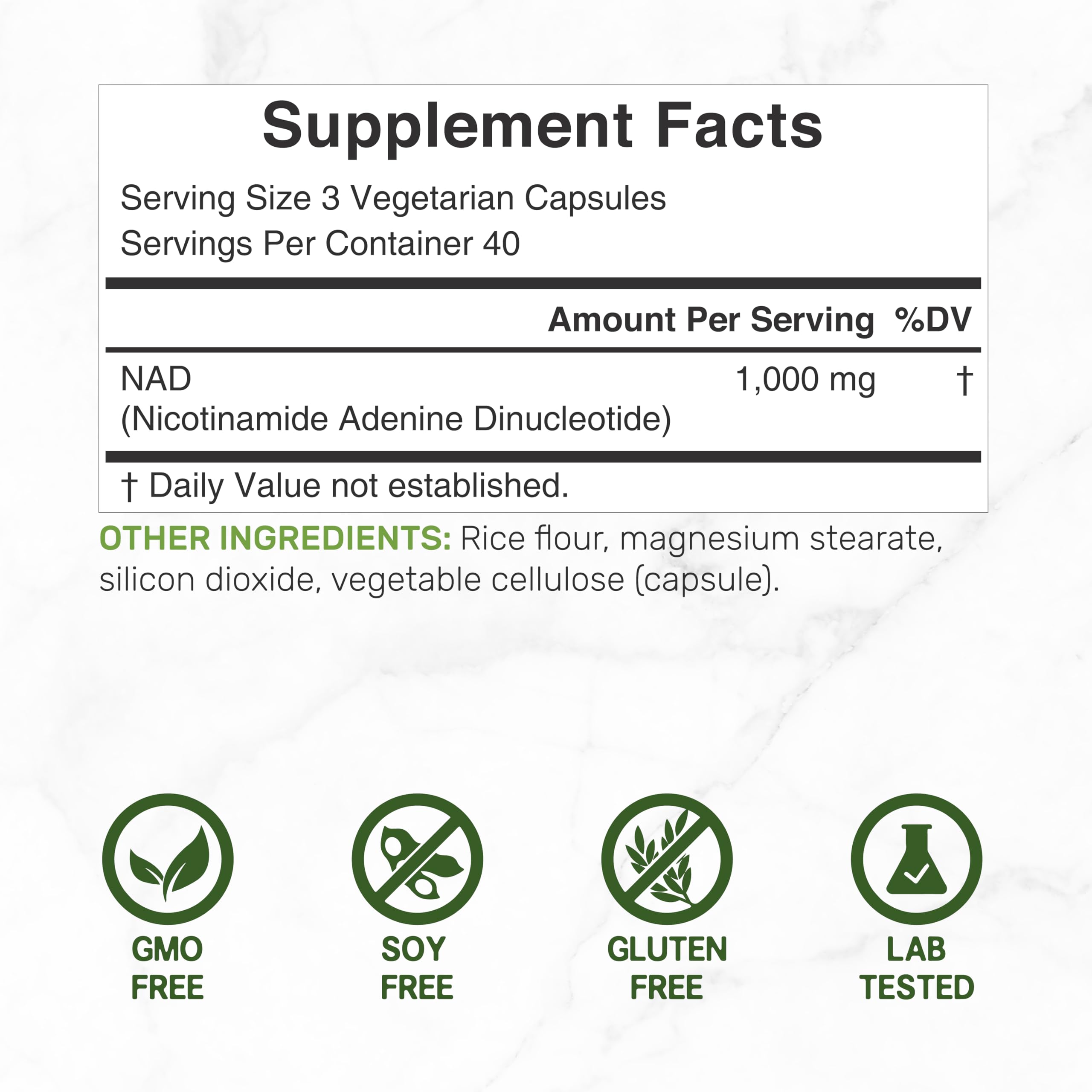 Foto 3 pulgar | Suplemento Nad+ De 1000 Mg, 120 Cápsulas Vegetarianas Extra Strength - Venta Internacional.
