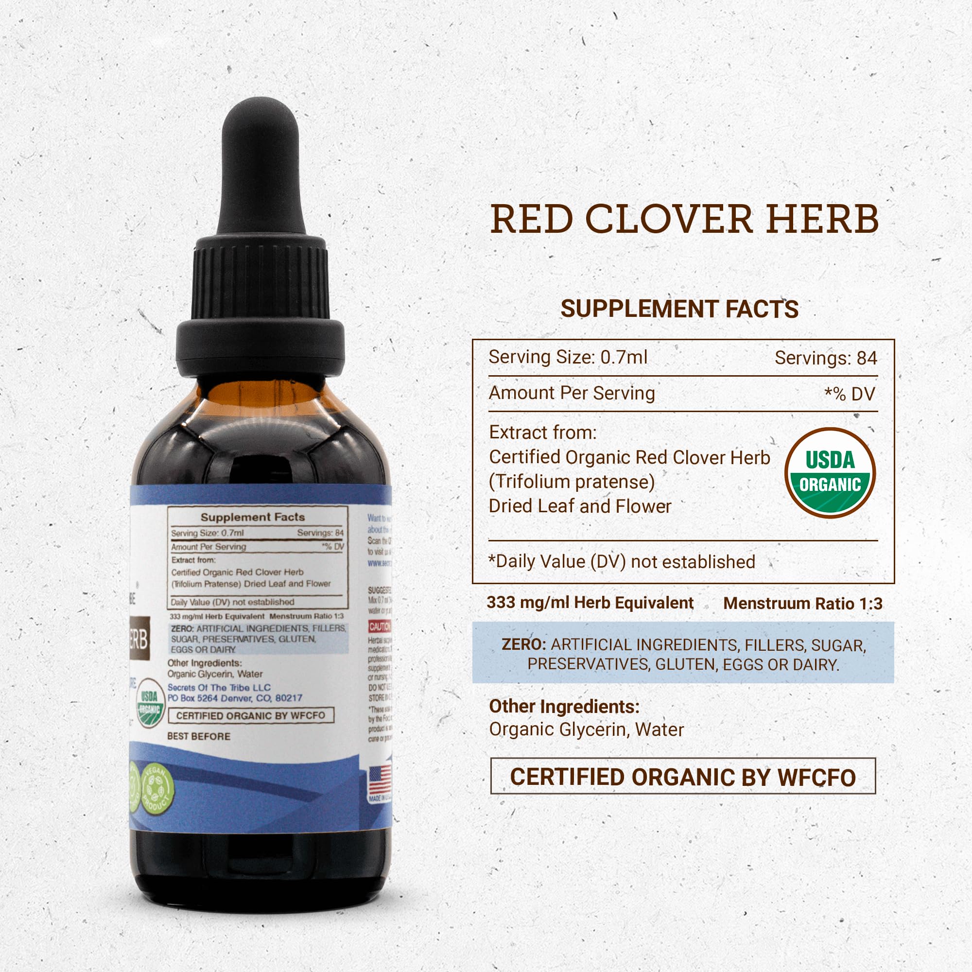 Foto 5 pulgar | Hierba De Trébol Rojo Tincture Secrets Of The Tribe, 60 Ml, Orgánica - Venta Internacional.