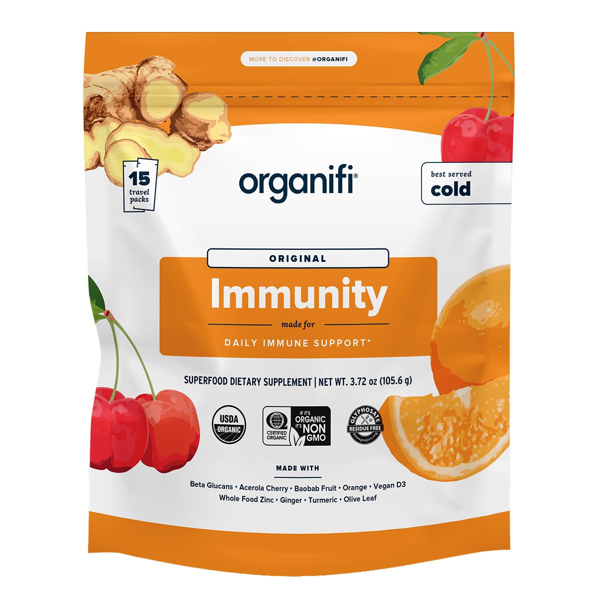 Supplement Organifi Immunity Superfood Support, 15 Paquetes - Venta Internacional.