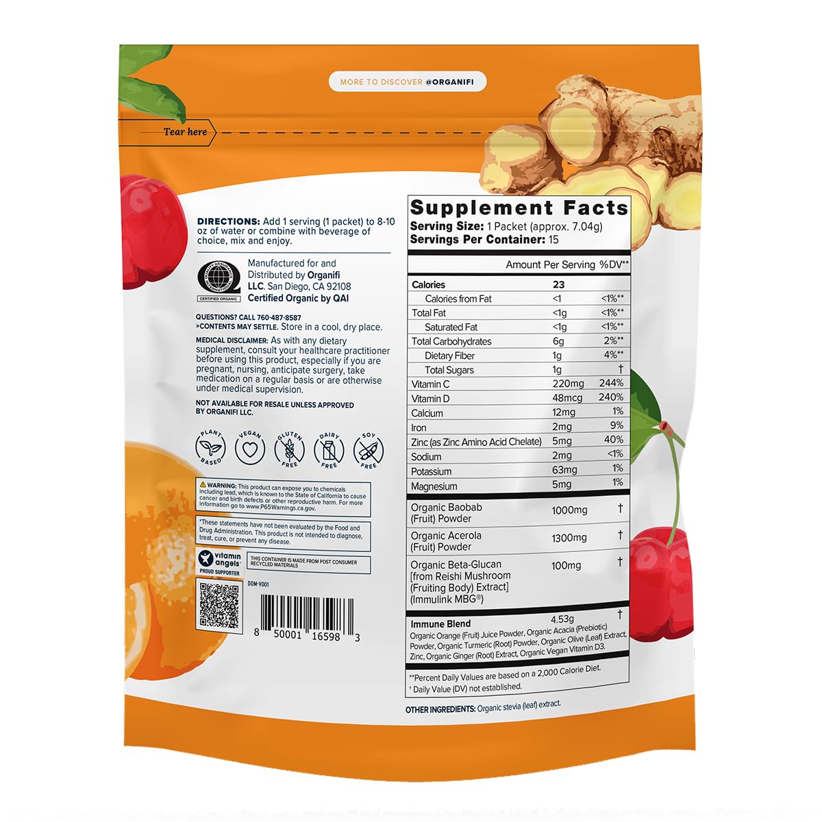 Foto 2 | Supplement Organifi Immunity Superfood Support, 15 Paquetes - Venta Internacional.