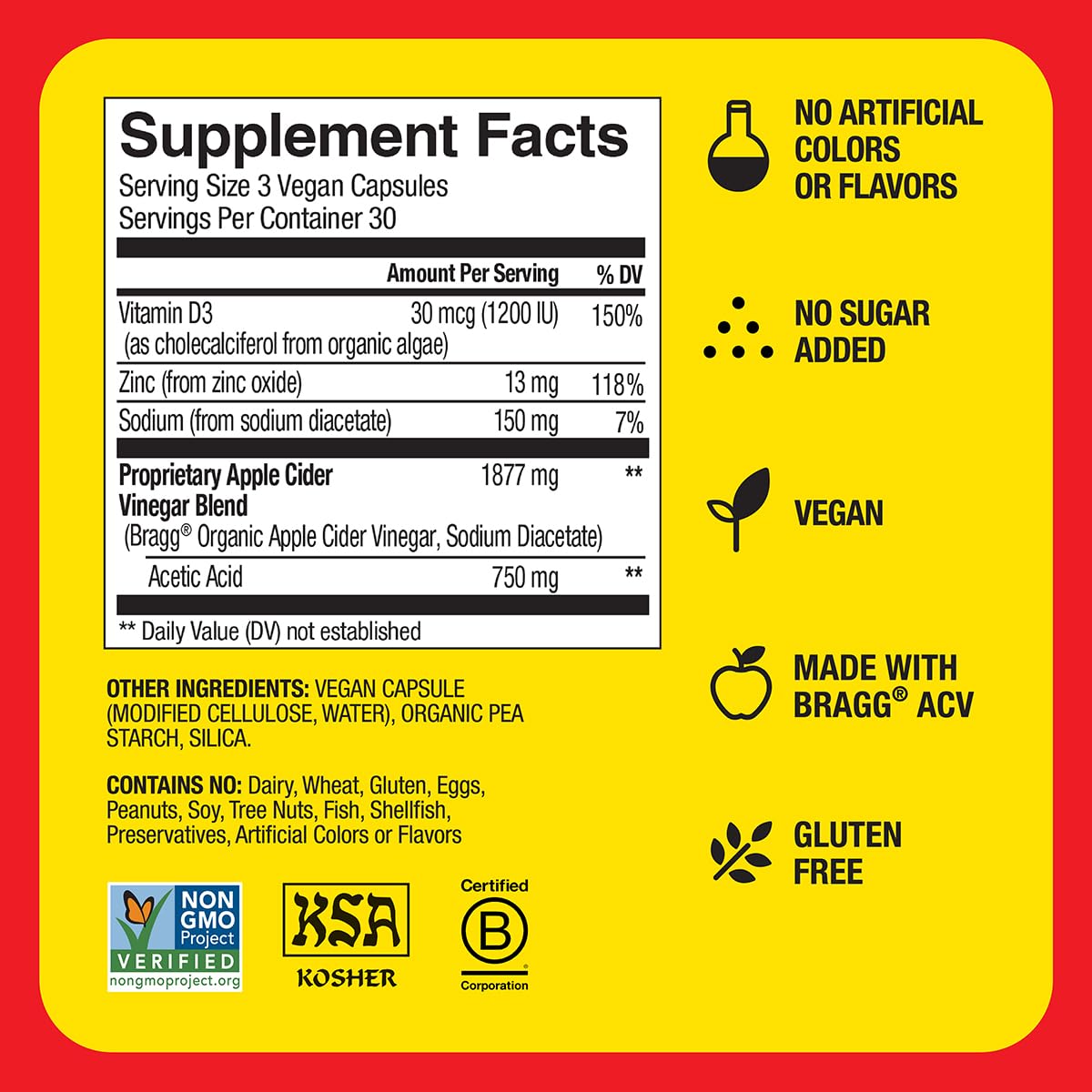 Foto 7 pulgar | Cápsulas De Vinagre De Sidra De Manzana Supplements Bragg, 90 Cápsulas - Venta Internacional.