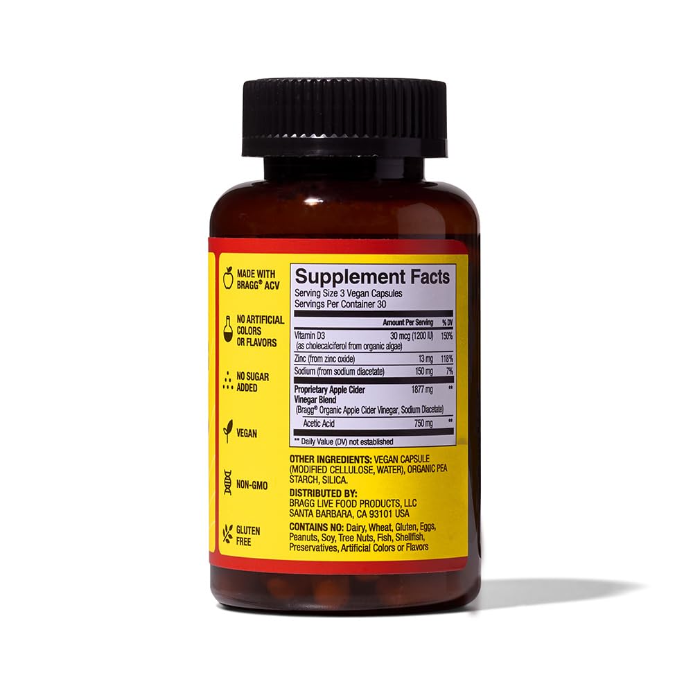 Foto 7 | Cápsulas De Vinagre De Sidra De Manzana Supplements Bragg, 90 Cápsulas - Venta Internacional.