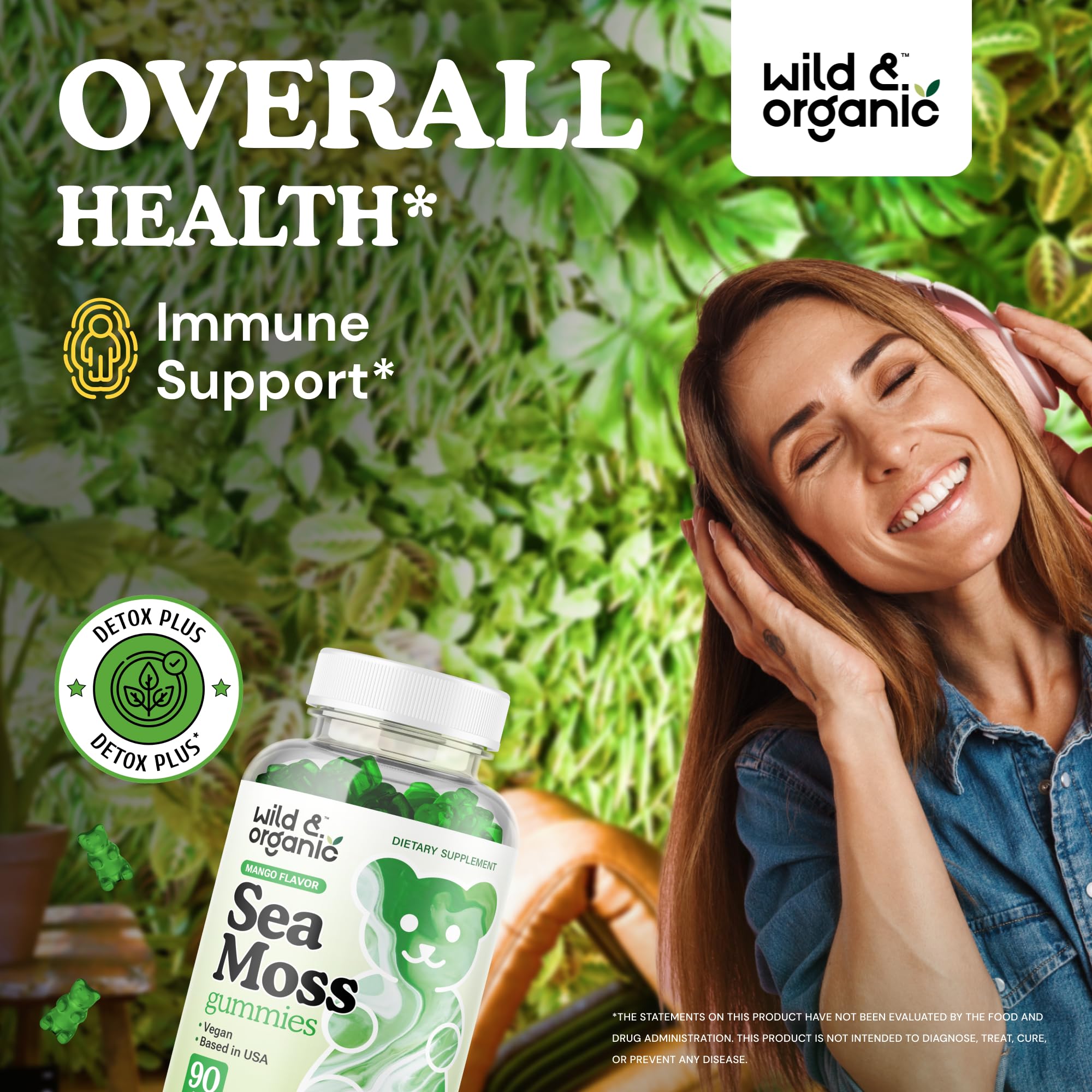 Foto 3 pulgar | Gomitas Sea Moss Wild & Organic De 1600 Mg Con Fucus De 90 Unidades - Venta Internacional.