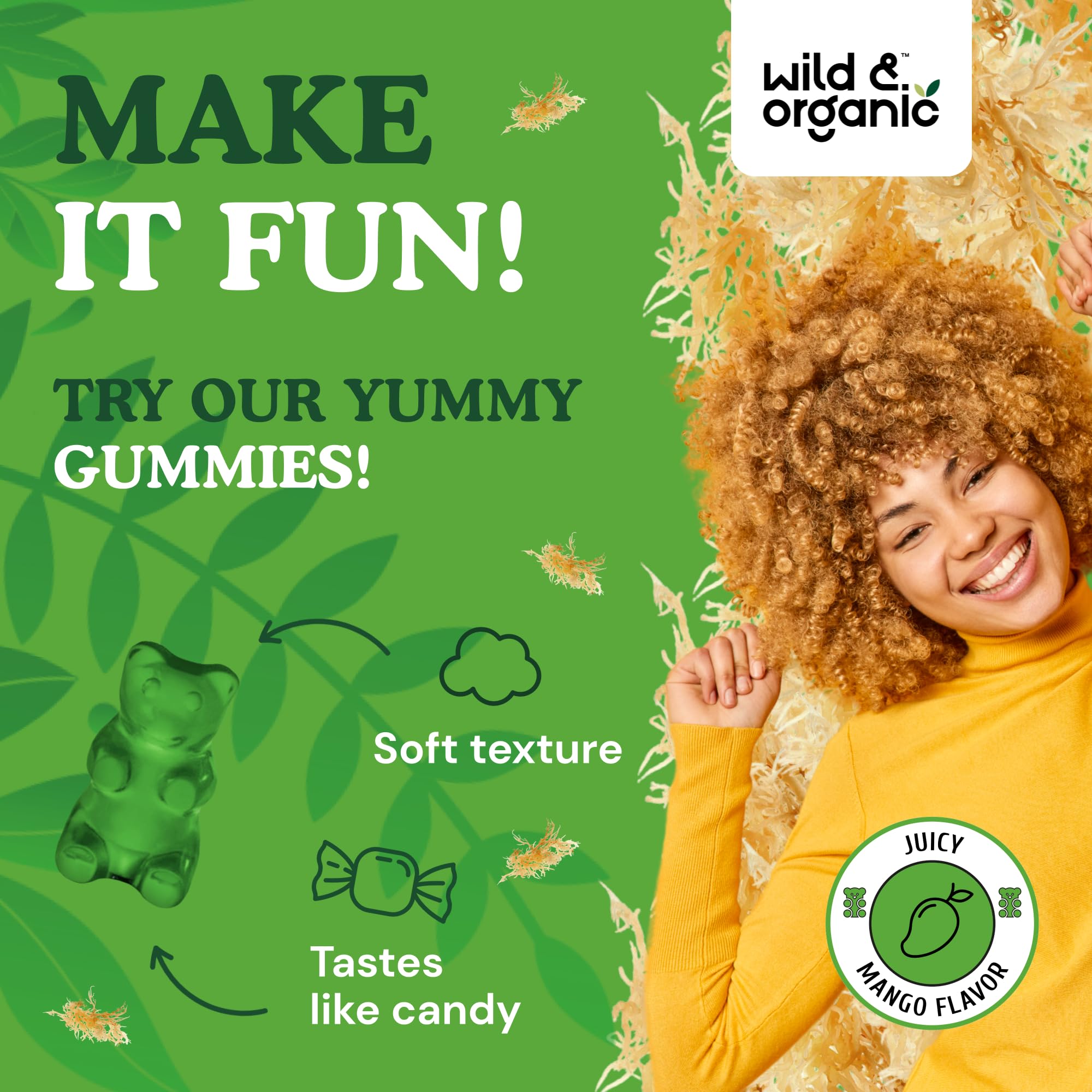 Foto 7 pulgar | Gomitas Sea Moss Wild & Organic De 1600 Mg Con Fucus De 90 Unidades - Venta Internacional.