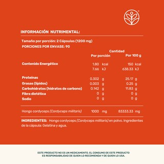 Foto 5 | Cordyceps Mushrooms Life 360+ 180 Cápsulas Hongo Cordyceps