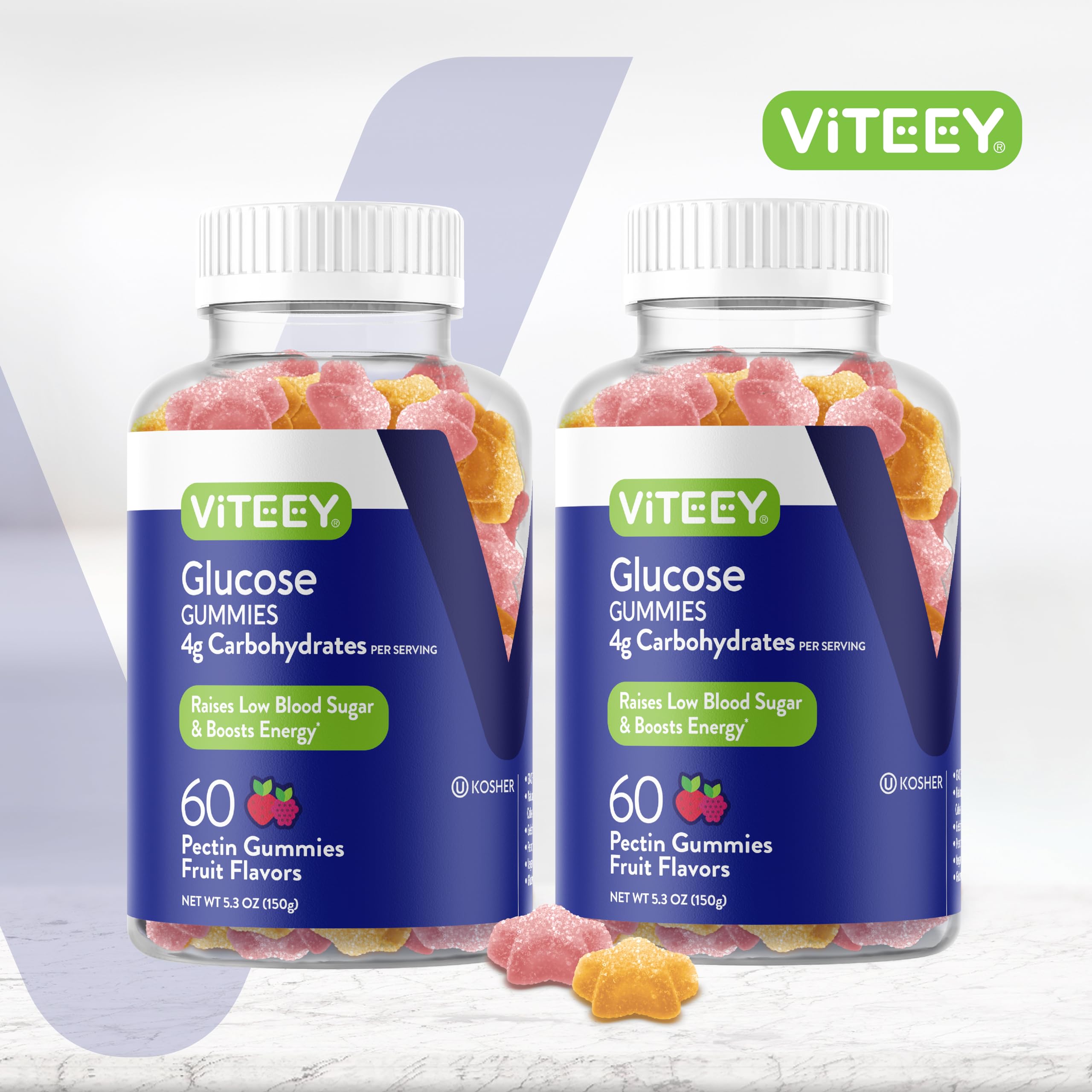 Foto 3 pulgar | Gominolas De Glucosa Viteey 120 Gomitas, Suministro Para 2 Meses, Veganas - Venta Internacional.