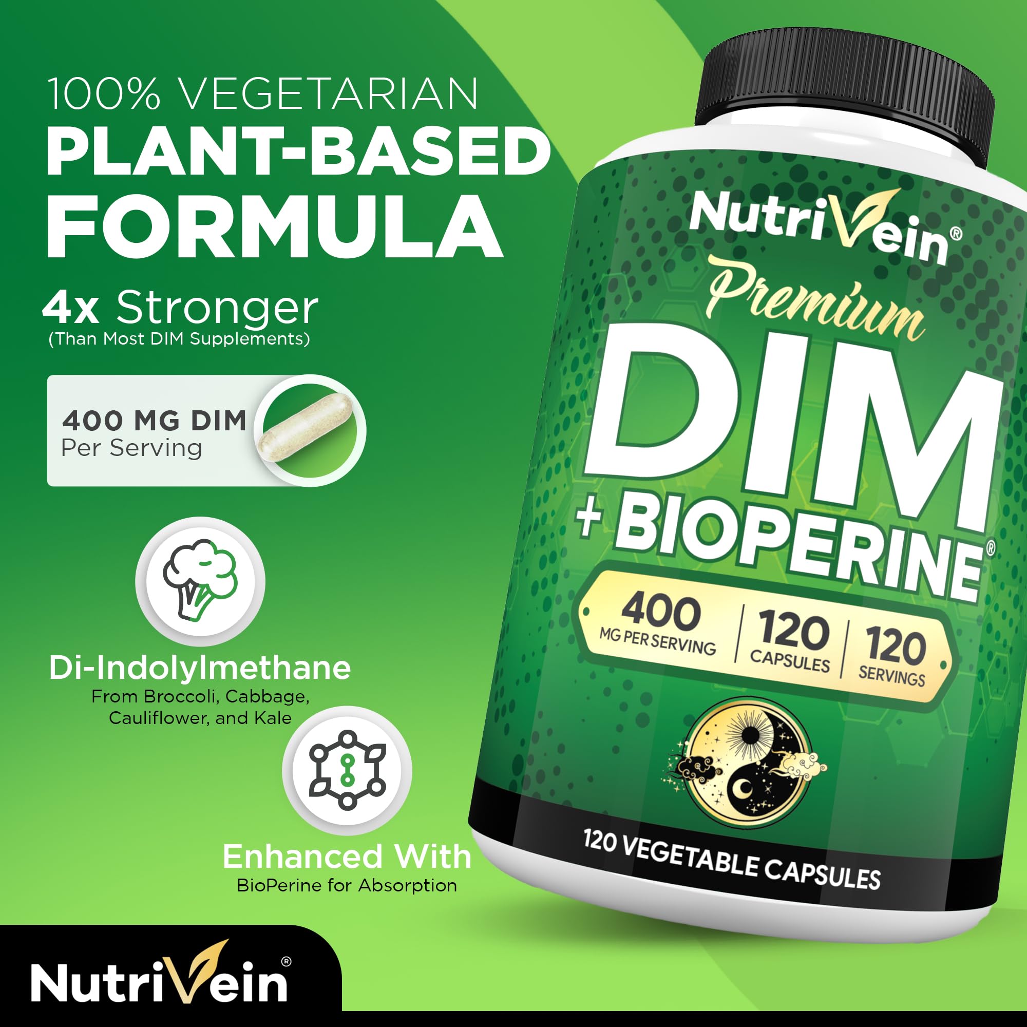 Foto 4 pulgar | Suplemento Nutrivein Premium Dim 400 Mg Al Día 120 Cápsulas - Venta Internacional.
