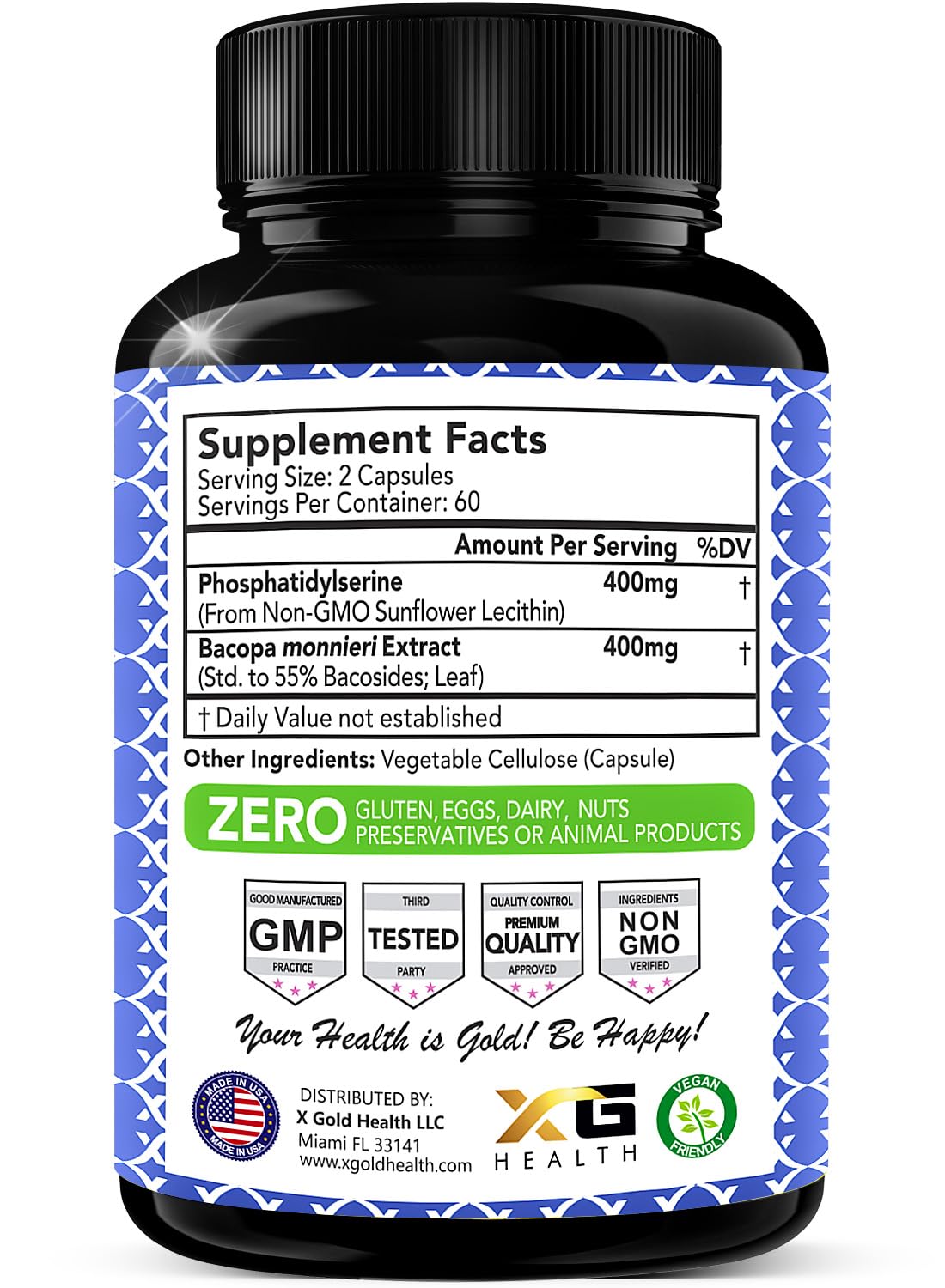 Foto 2 | Suplemento X Gold Health Fosfatidilserina Y Bacopa Monnieri - Venta Internacional.