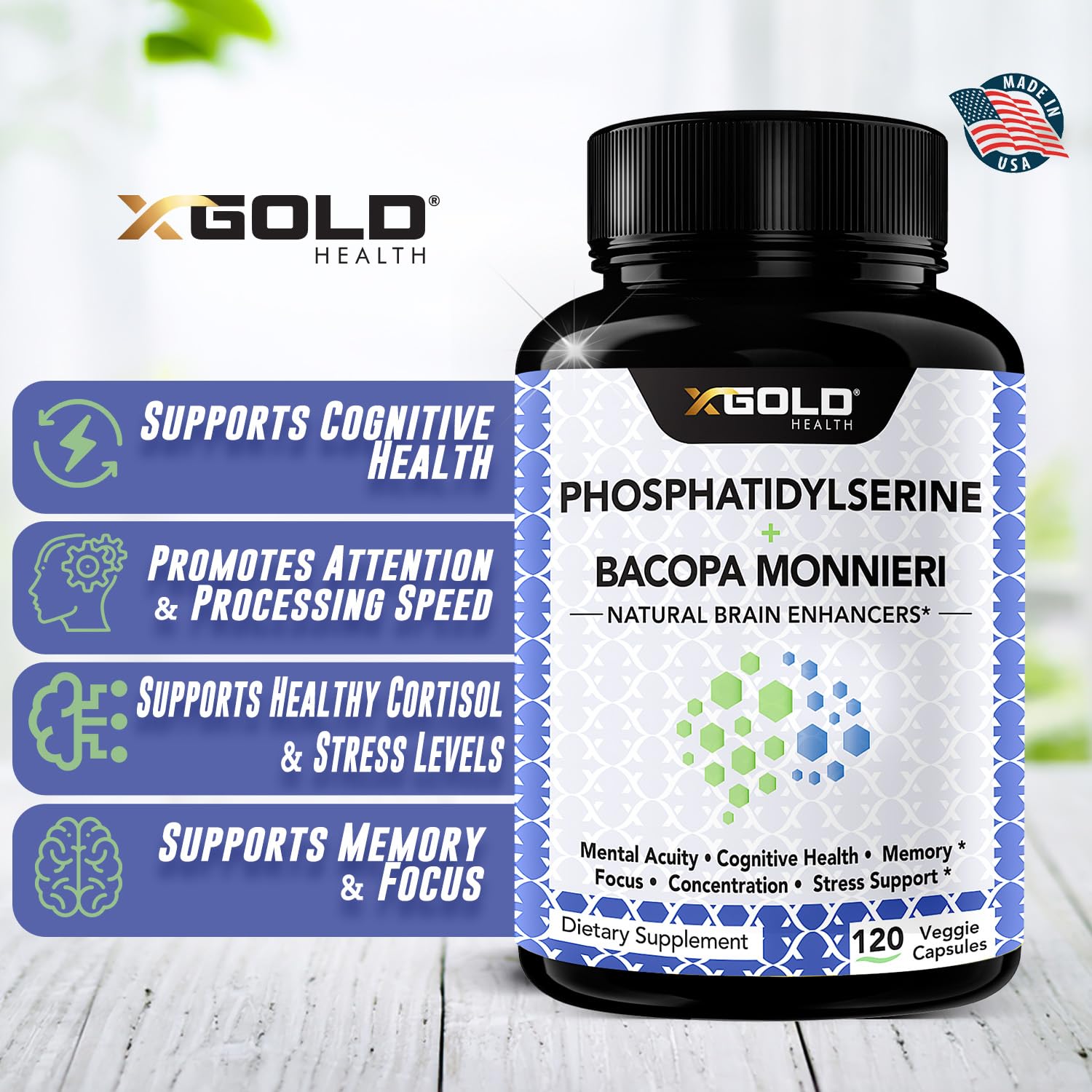 Foto 4 | Suplemento X Gold Health Fosfatidilserina Y Bacopa Monnieri - Venta Internacional.