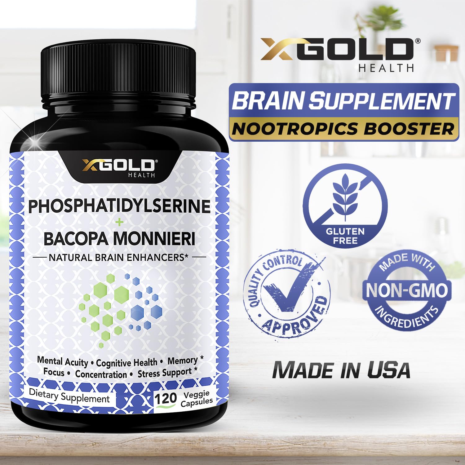 Foto 5 | Suplemento X Gold Health Fosfatidilserina Y Bacopa Monnieri - Venta Internacional.