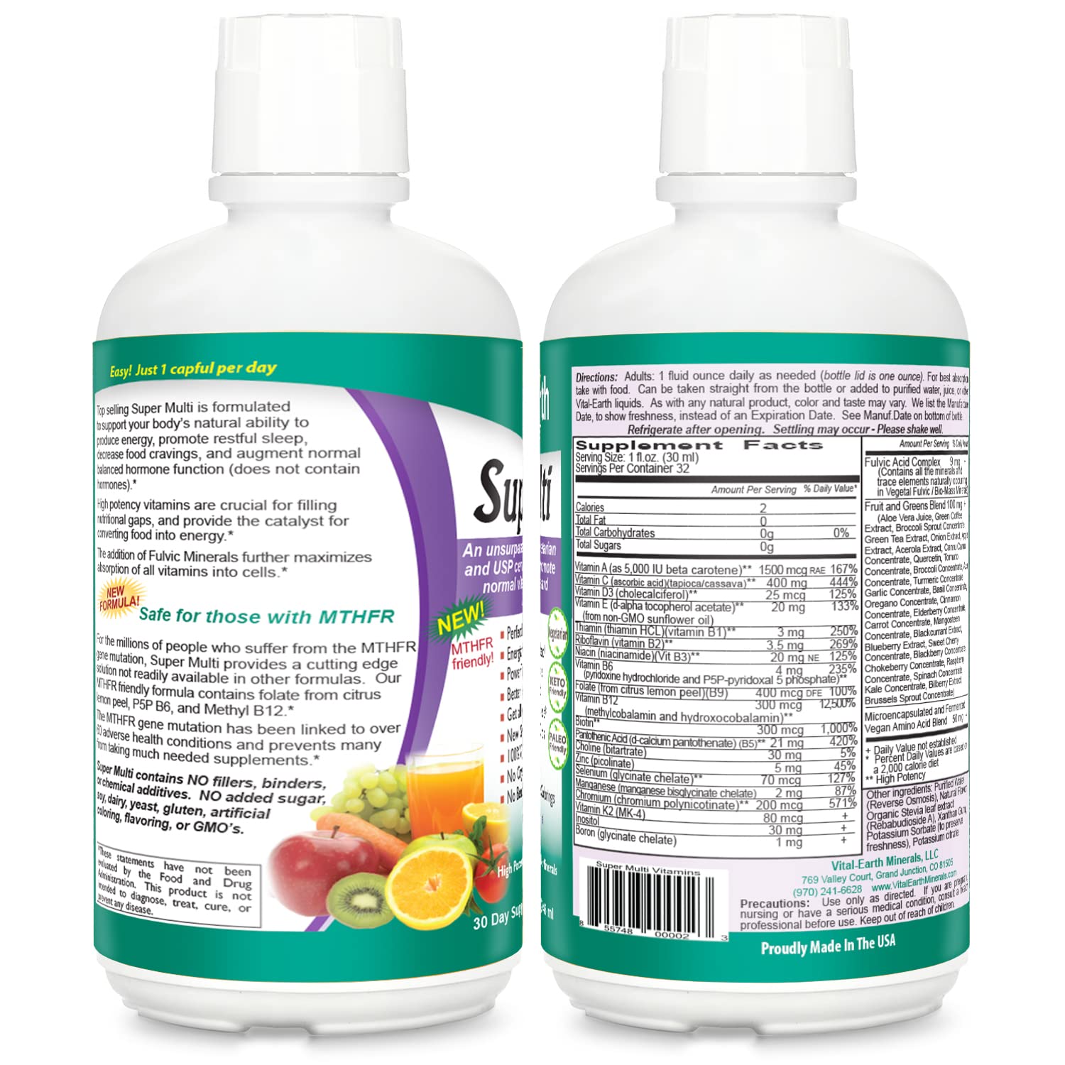 Foto 3 pulgar | Multivitaminas Líquidas Vital Earth Minerals Super Multi, Paquete De 2 - Venta Internacional.