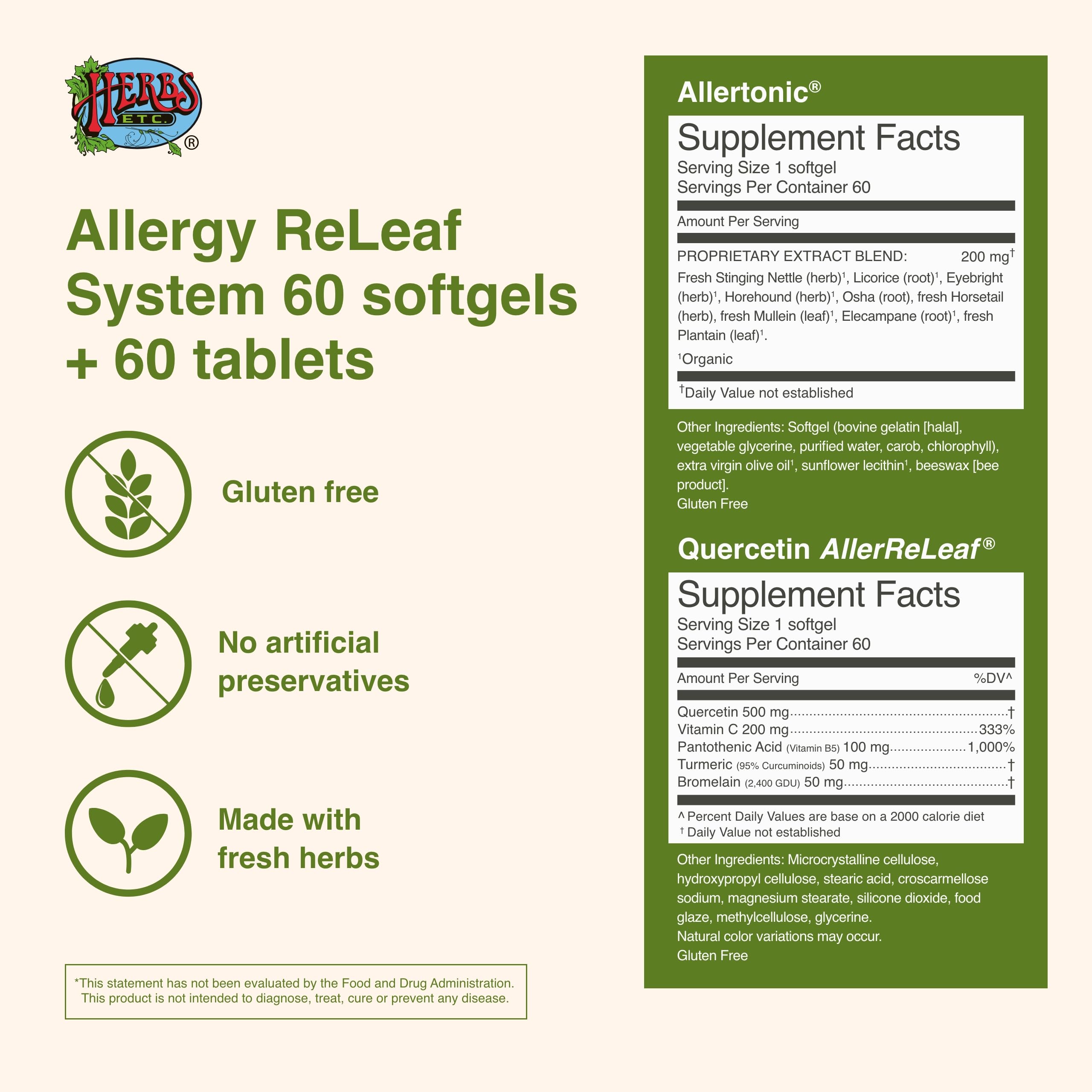 Foto 3 pulgar | Hierbas Suplementarias, Etc. Sistema Allergy Releaf, 60 Cápsulas Blandas - Venta Internacional.