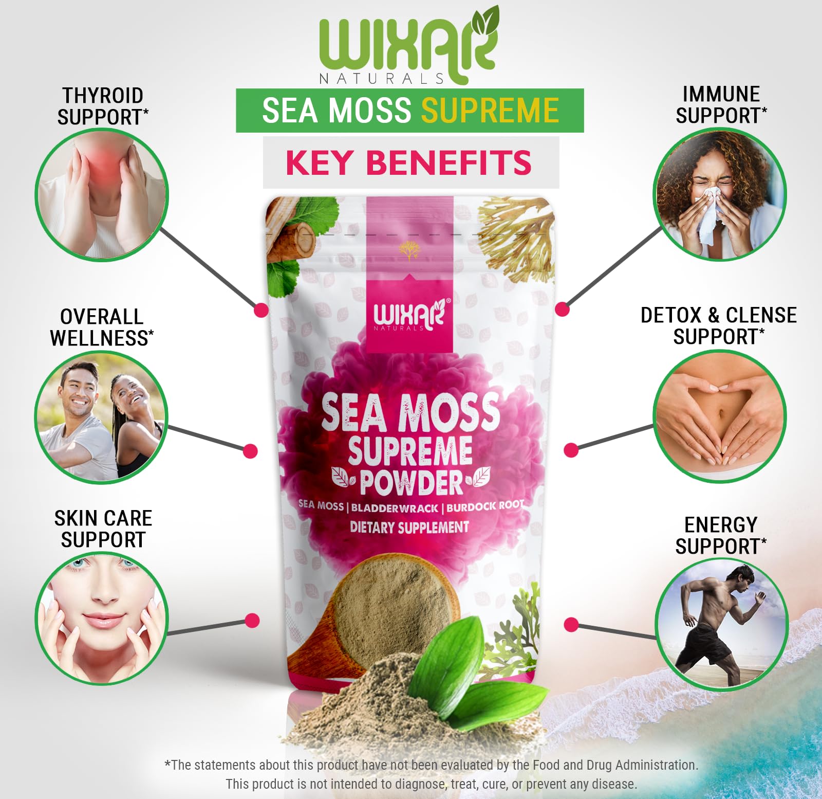 Foto 4 pulgar | Suplemento Wixar Naturals Wixar Wildcrafted Sea Moss Powder - Venta Internacional.