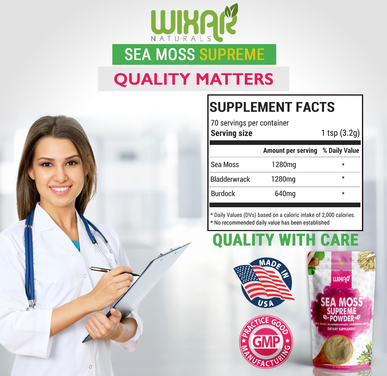 Foto 7 pulgar | Suplemento Wixar Naturals Wixar Wildcrafted Sea Moss Powder - Venta Internacional.