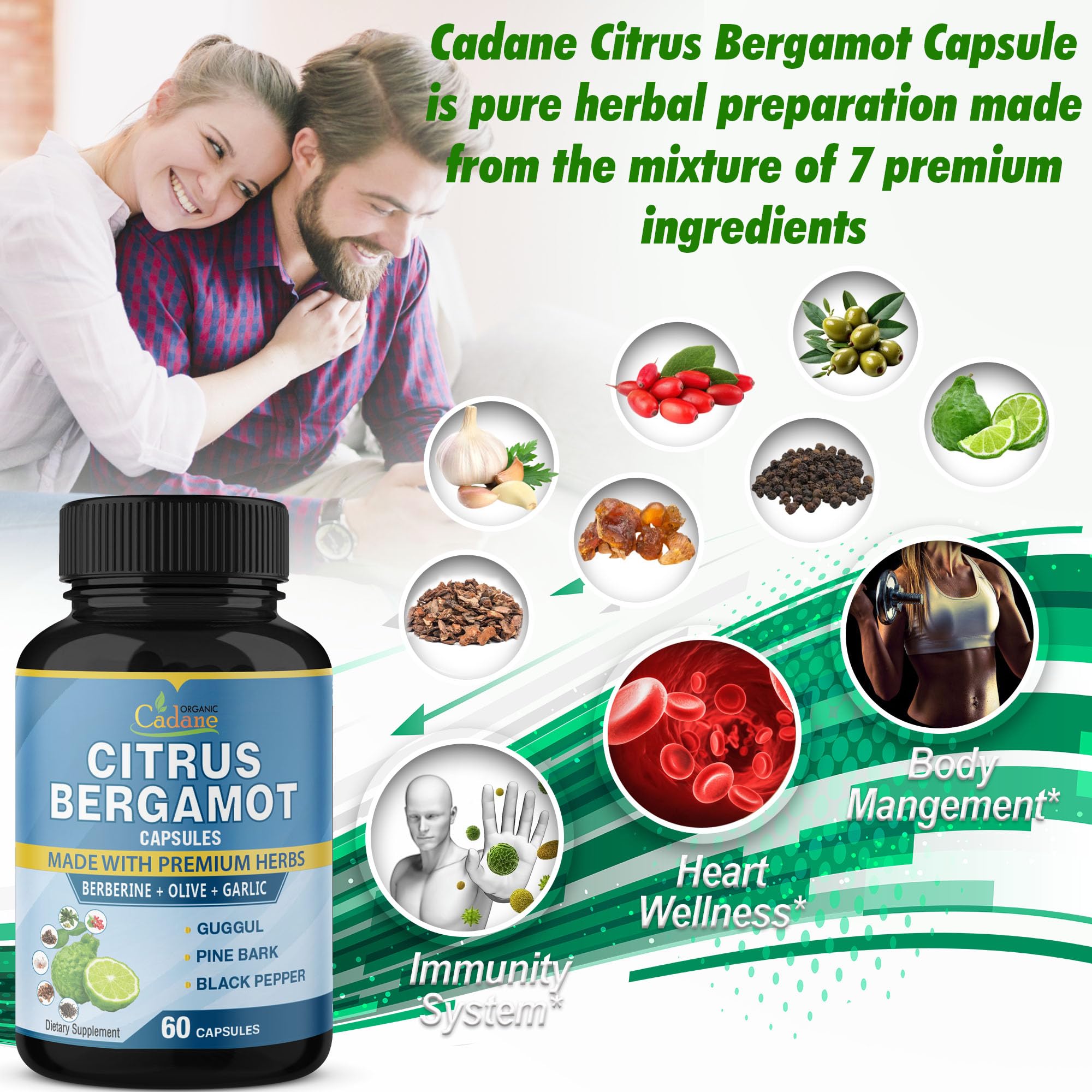 Foto 4 | Suplemento De Cápsulas Orgánicas De Extracto De Bergamota Cítrica De Cadane - Venta Internacional.