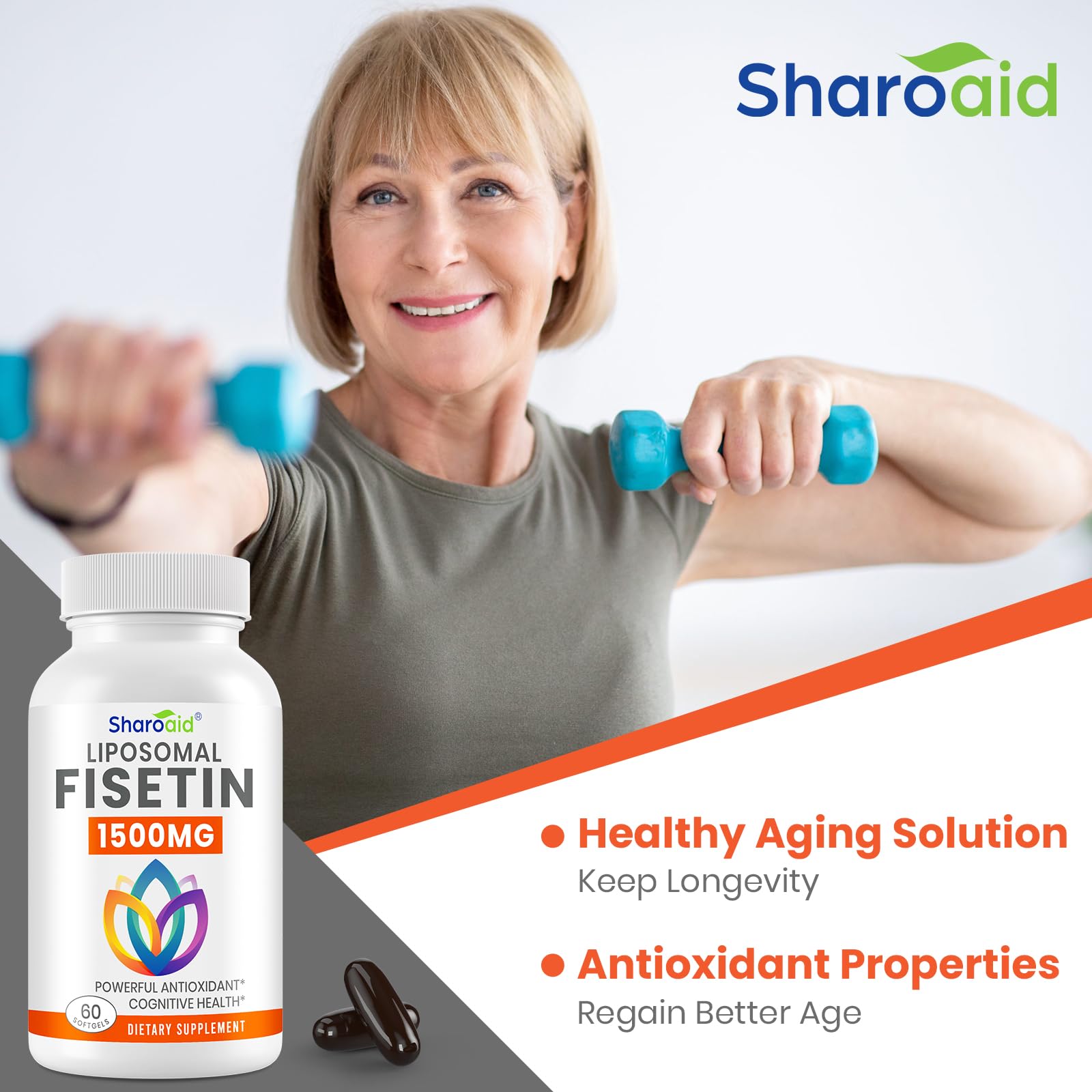 Foto 5 pulgar | Suplementos Sharoaid Fisetin 1500 Mg Liposomal Delivery 120 Cápsulas Blandas - Venta Internacional.