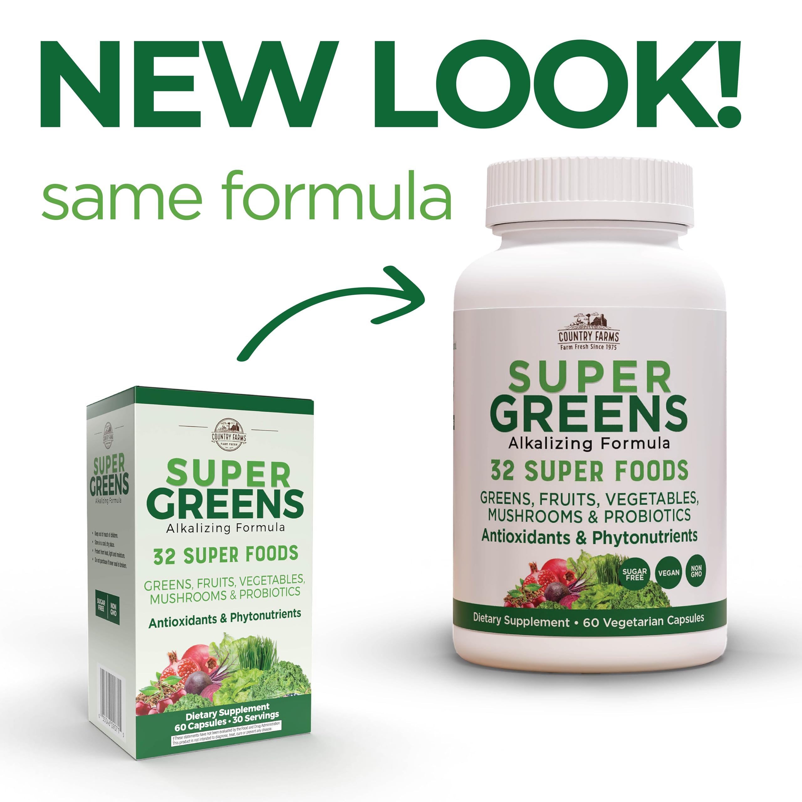 Foto 3 pulgar | Suplemento Country Farms Super Greens Vegicaps, 60 Unidades - Venta Internacional.