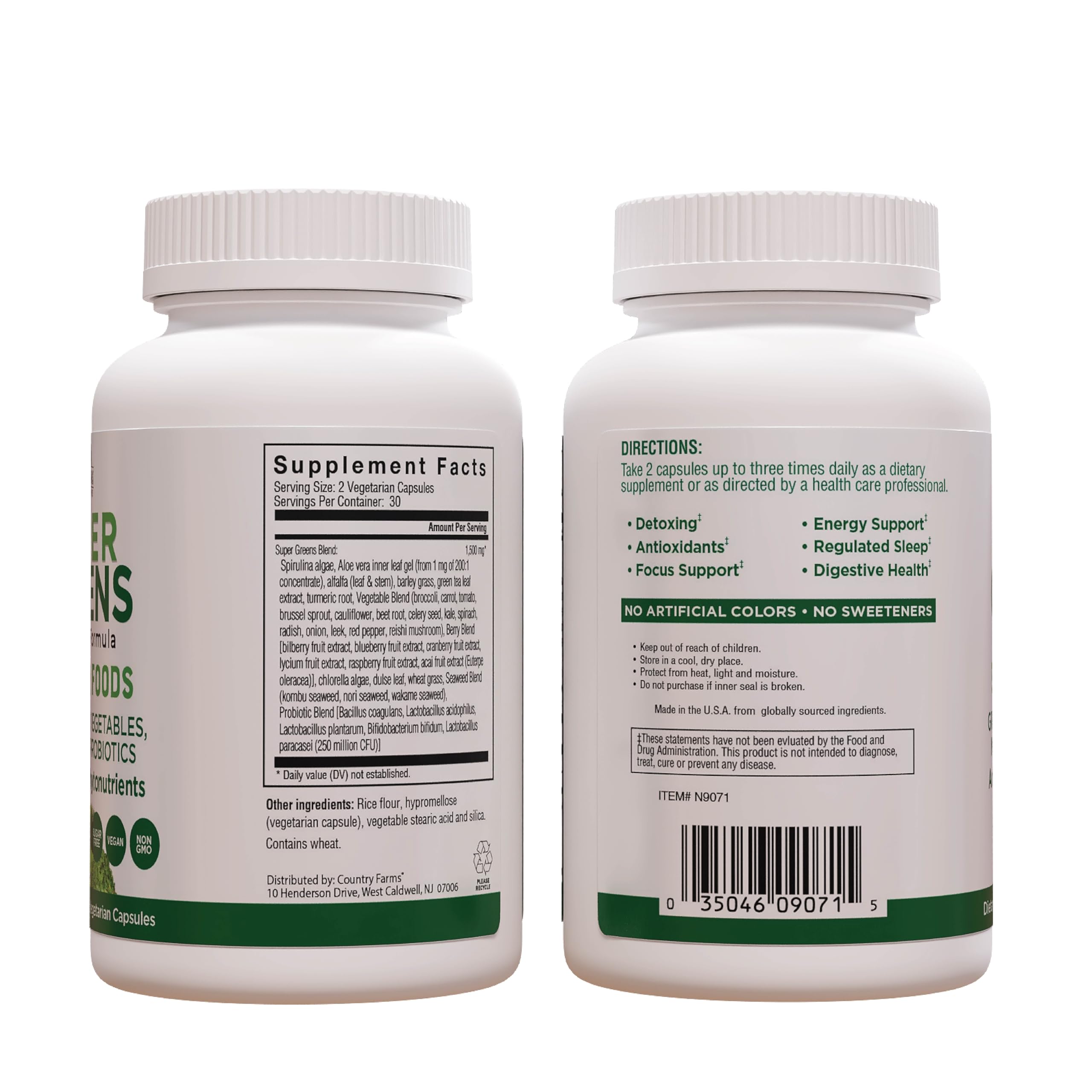 Foto 7 pulgar | Suplemento Country Farms Super Greens Vegicaps, 60 Unidades - Venta Internacional.