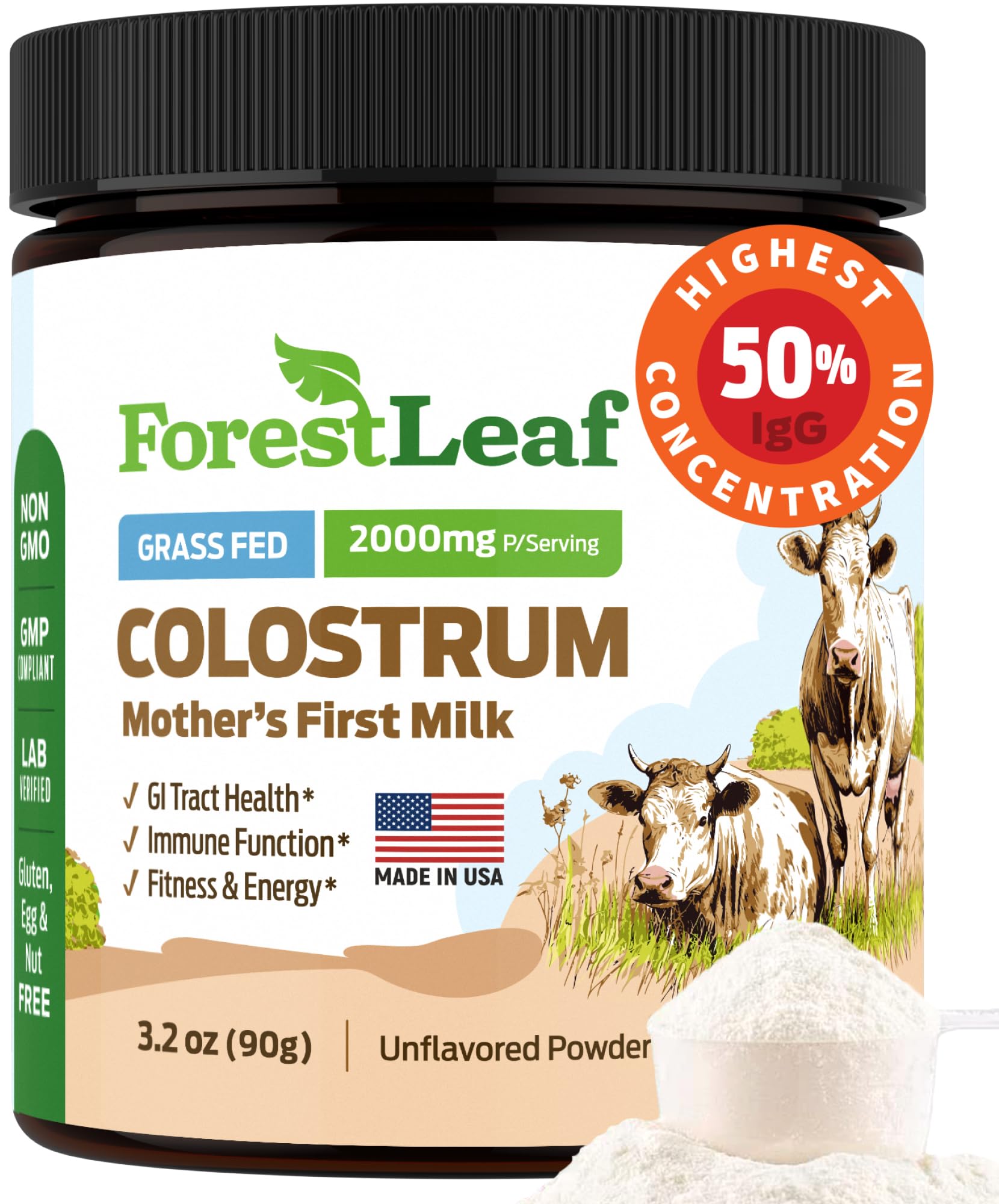 Foto 2 pulgar | Suplemento De Calostro Forestleaf Con 50% De Concentración De Igg 45 Serv - Venta Internacional.
