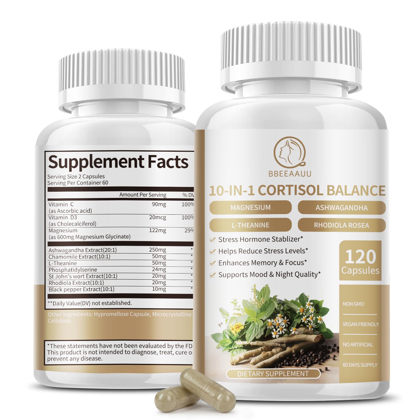Foto 1 | Suplemento Reductor De Cortisol Bbeeaauu 120 Cápsulas X2 - Venta Internacional.