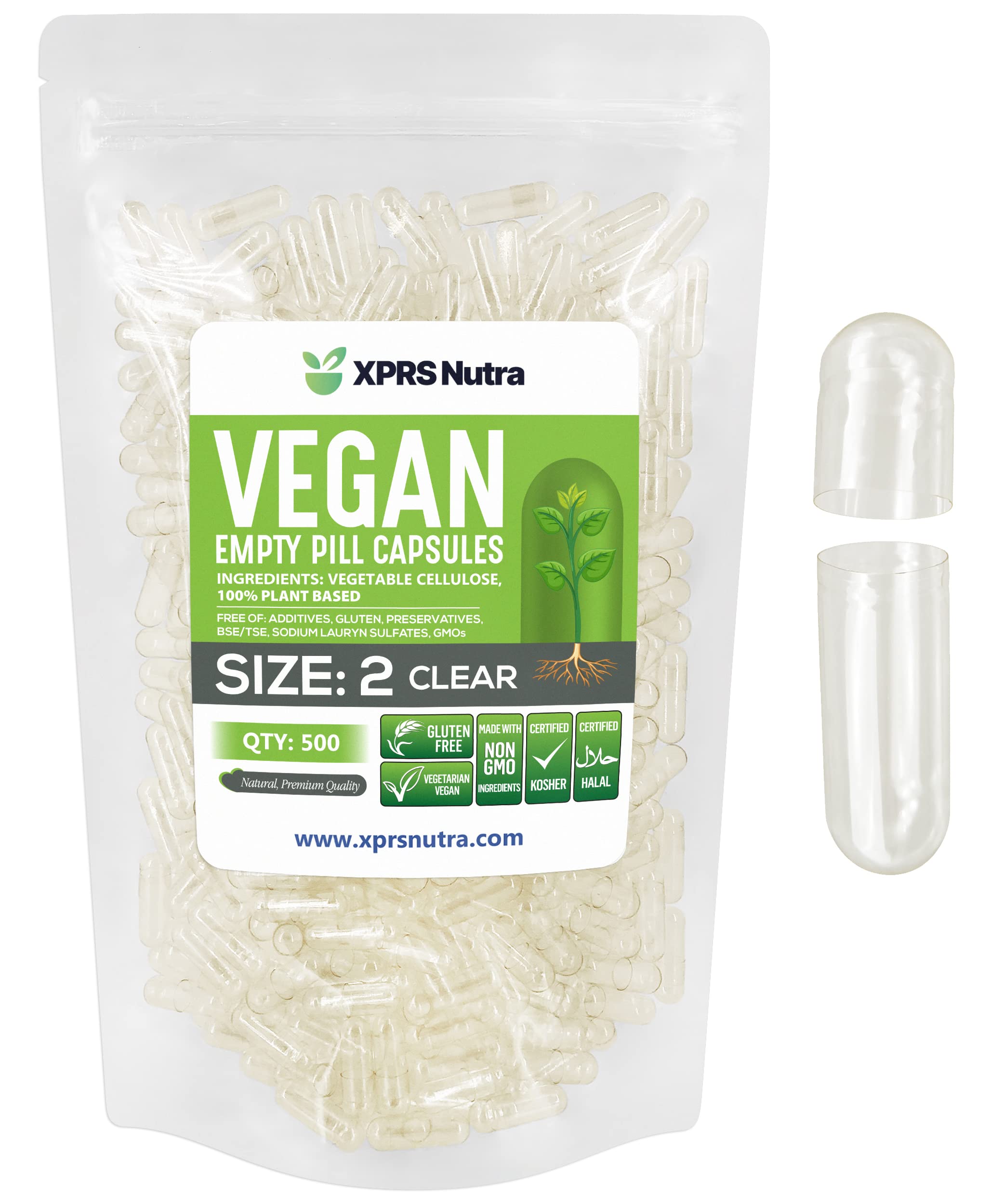 Foto 2 pulgar | Cápsulas Vacías Xprs Nutra Tamaño 2 - 500 Cápsulas Veganas Transparentes - Venta Internacional.
