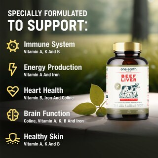 Foto 2 | Cápsulas De Hígado De Res Supplement One Earth Health, 200 X 3000 Mg - Venta Internacional.