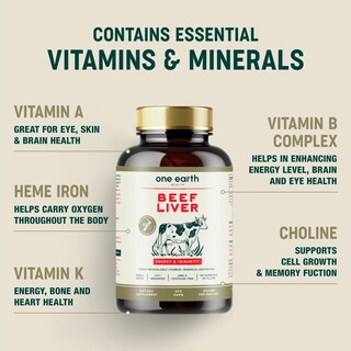 Foto 3 | Cápsulas De Hígado De Res Supplement One Earth Health, 200 X 3000 Mg - Venta Internacional.
