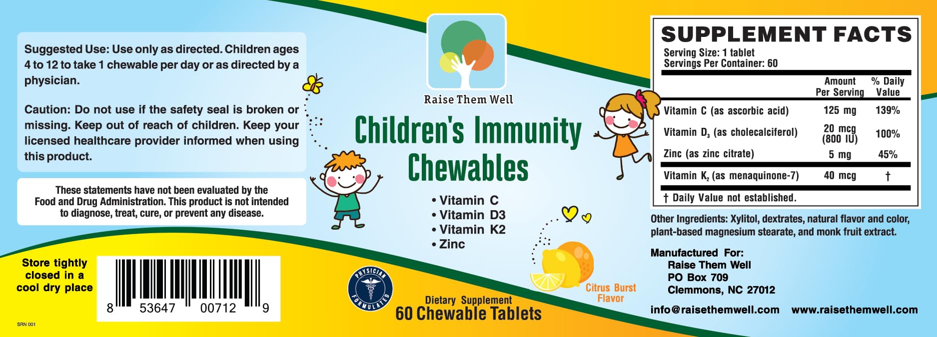 Foto 6 pulgar | La Inmunidad Masticable De Los Niños Los Cría Bien: Vitamina C - Venta Internacional.