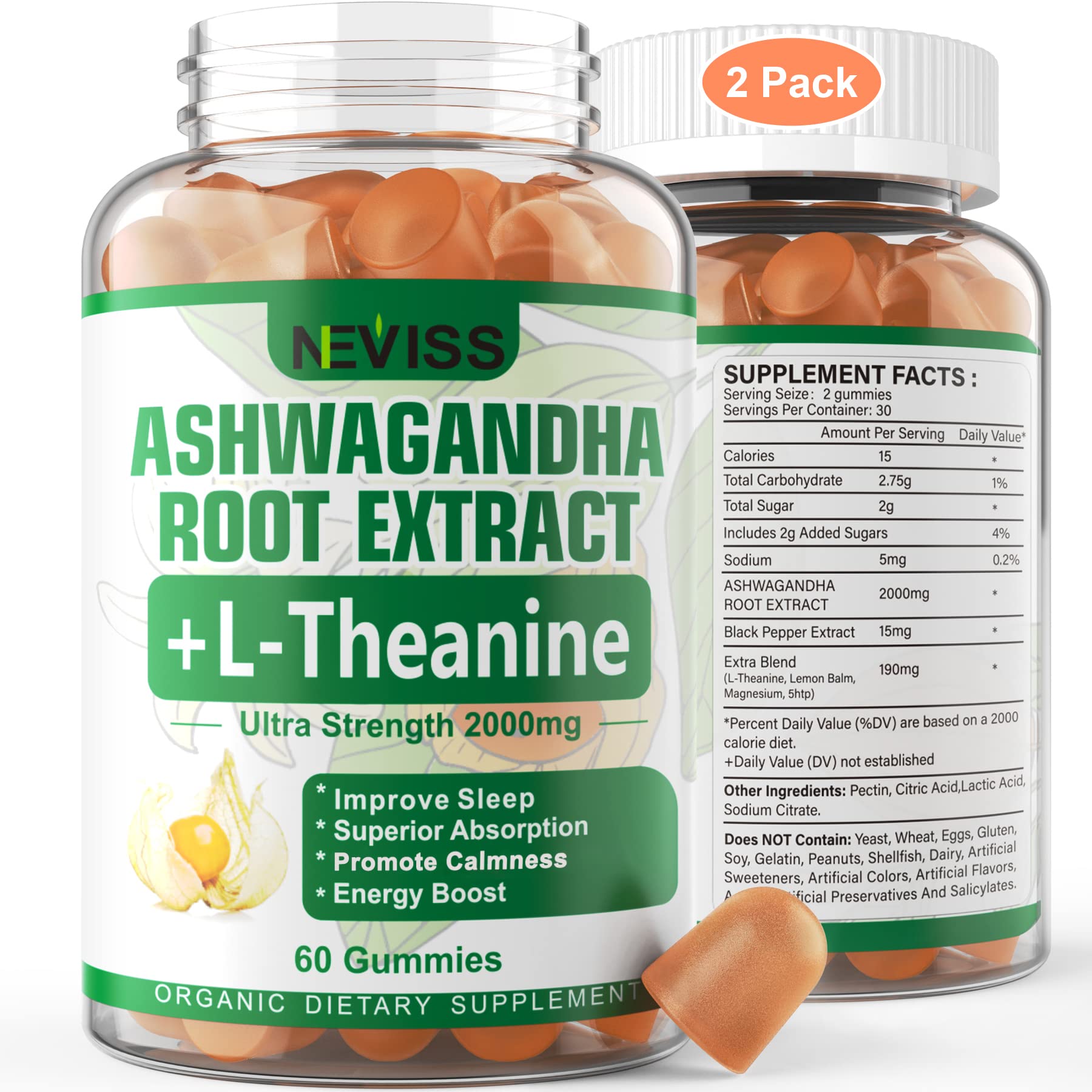 Foto 1 | Suplemento De Gomitas De Ashwagandha Neviss, 2000 Mg, 120 Unidades - Venta Internacional.