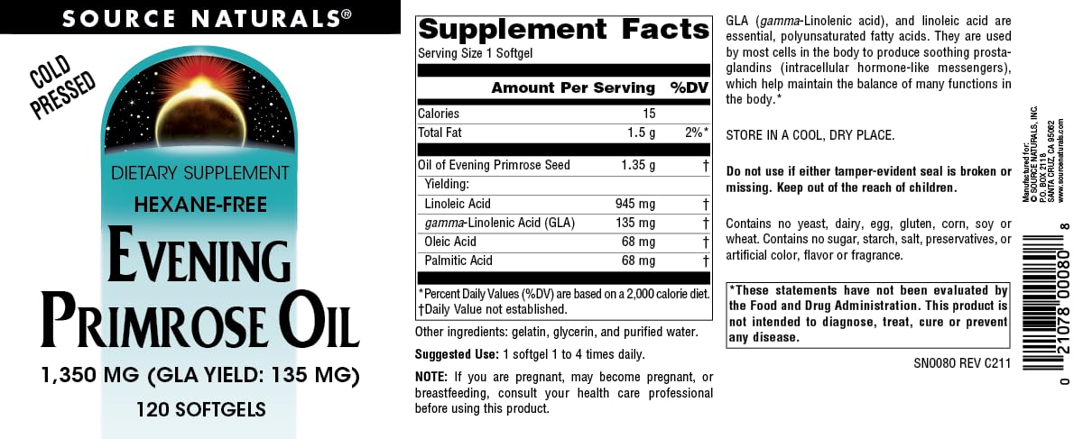 Foto 5 pulgar | Aceite De Onagra Supplement Source Naturals, 1350 Mg - Venta Internacional.