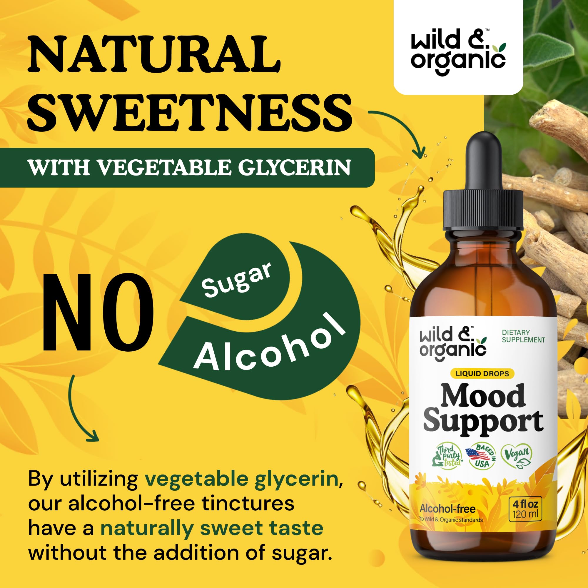 Foto 7 pulgar | Suplemento Wild & Organic Mood Support Con Ashwagandha De 120 Ml - Venta Internacional.