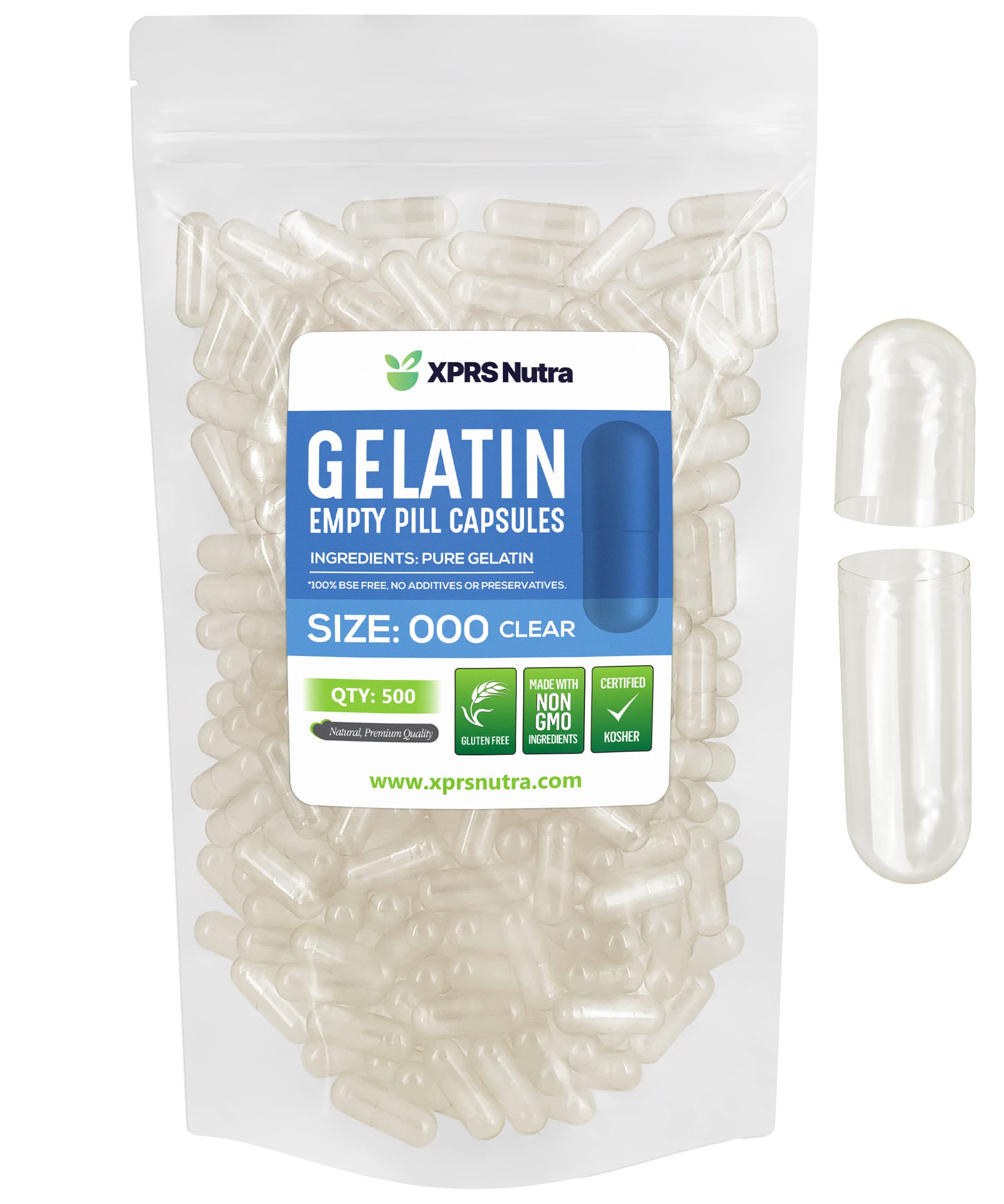 Foto 2 pulgar | Cápsulas Vacías Xprs Nutra, Tamaño 000, 500 Unidades, Gelatina Transparente - Venta Internacional.