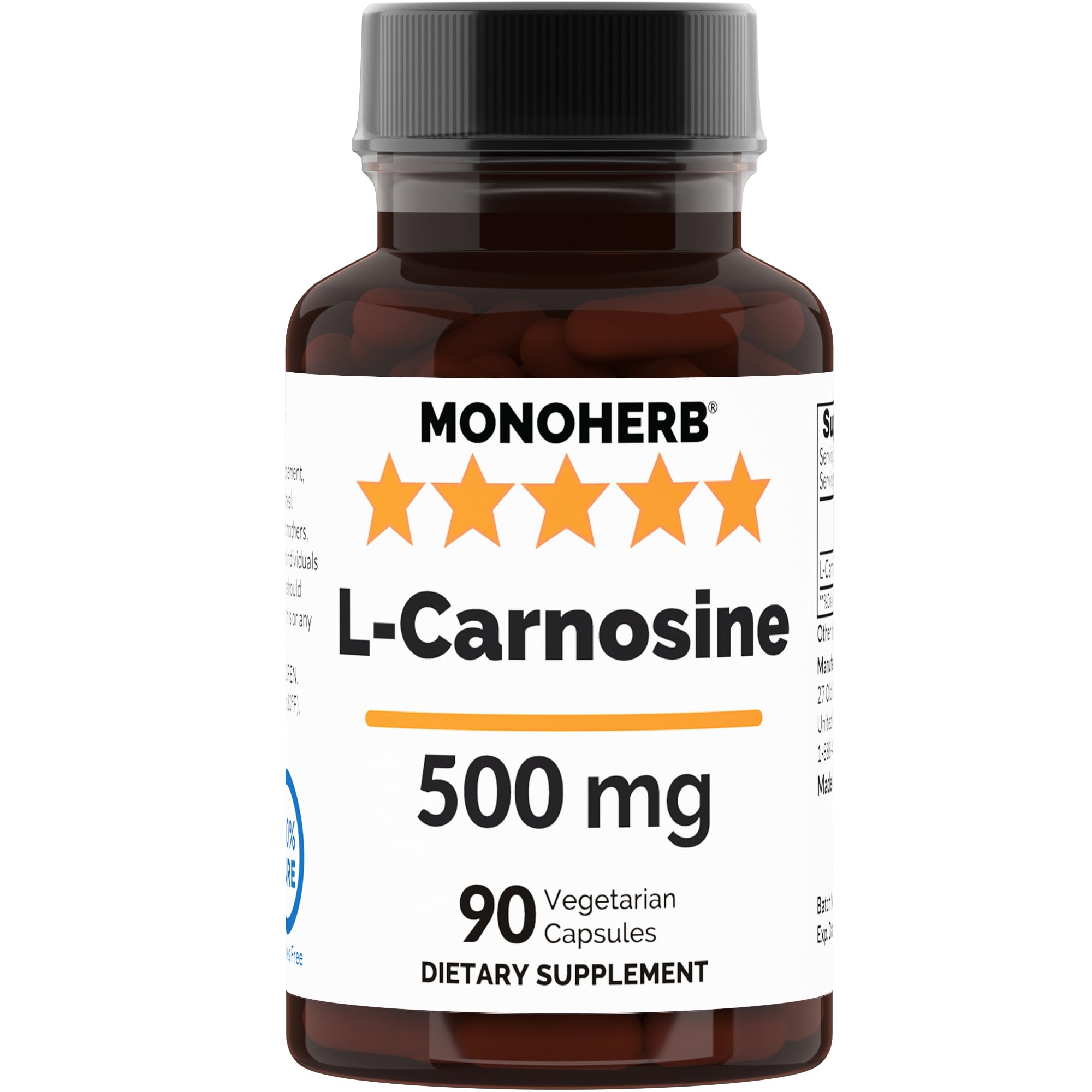 Foto 1 | Suplemento Monoherb L-carnosina 500 Mg 90 Cápsulas Vegetarianas - Venta Internacional.