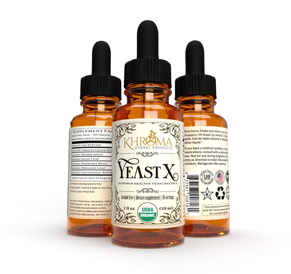 Foto 3 pulgar | Suplemento Khroma Herbal Products Yeast X 60 Ml Organic - Venta Internacional.
