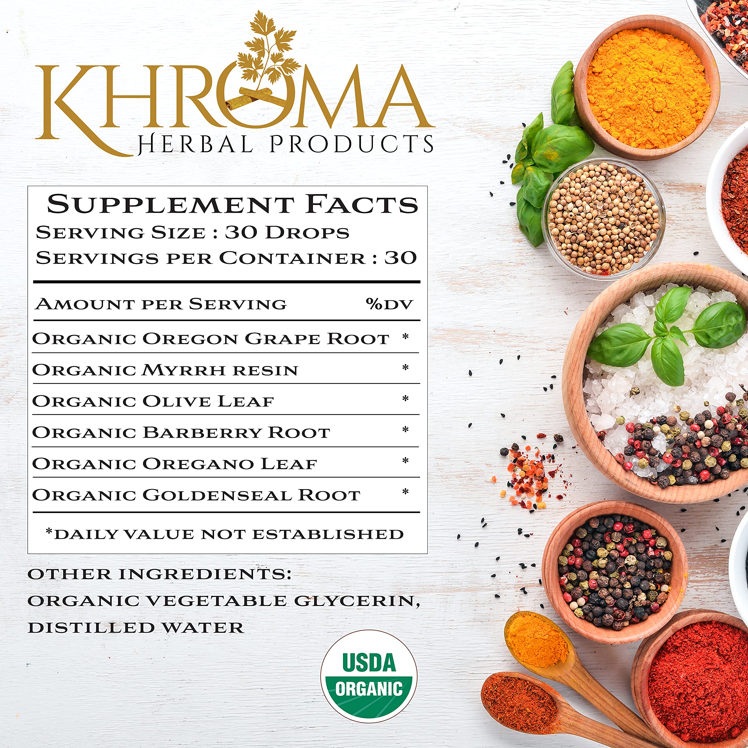 Foto 4 pulgar | Suplemento Khroma Herbal Products Yeast X 60 Ml Organic - Venta Internacional.